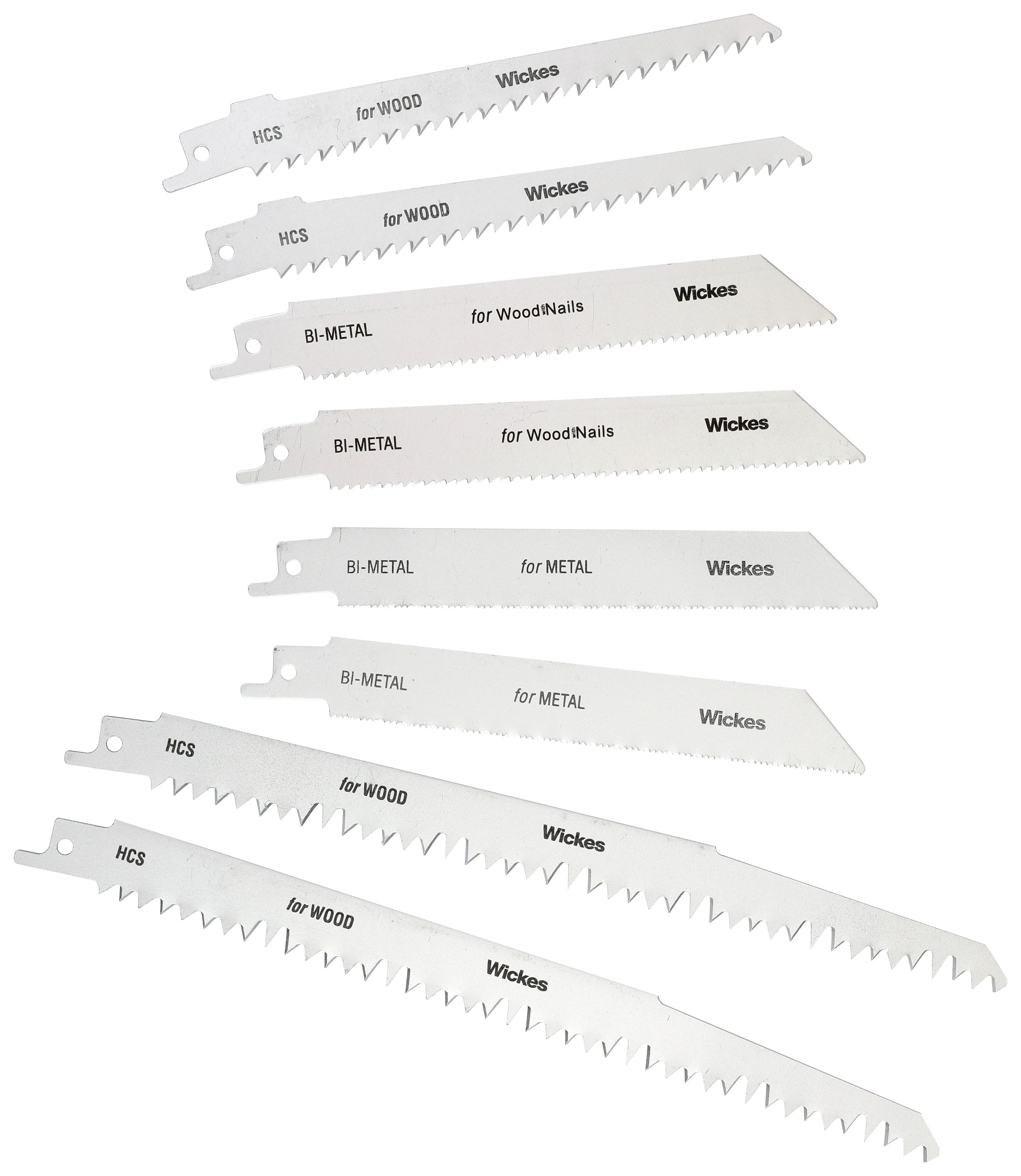 Wickes 8 Piece Reciprocating Saw Blade Set - 150mm - 230mm