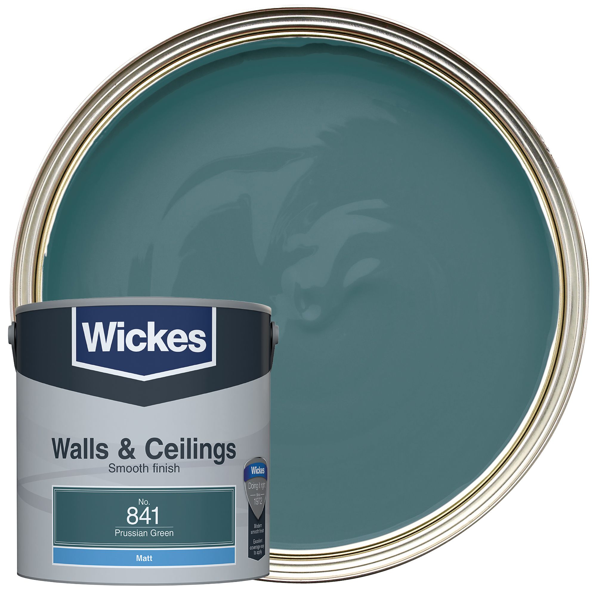 Wickes Vinyl Matt Emulsion Paint - Prussian Green No.841 - 2.5L