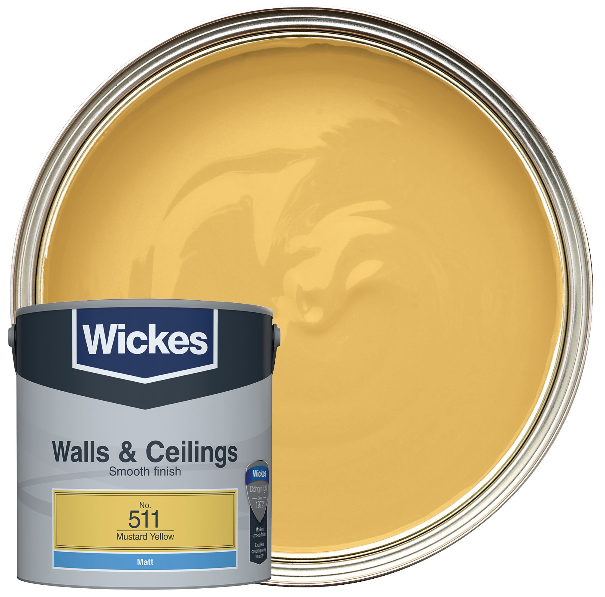 Wickes Vinyl Matt Emulsion Paint - Mustard Yellow No.511 - 2.5L