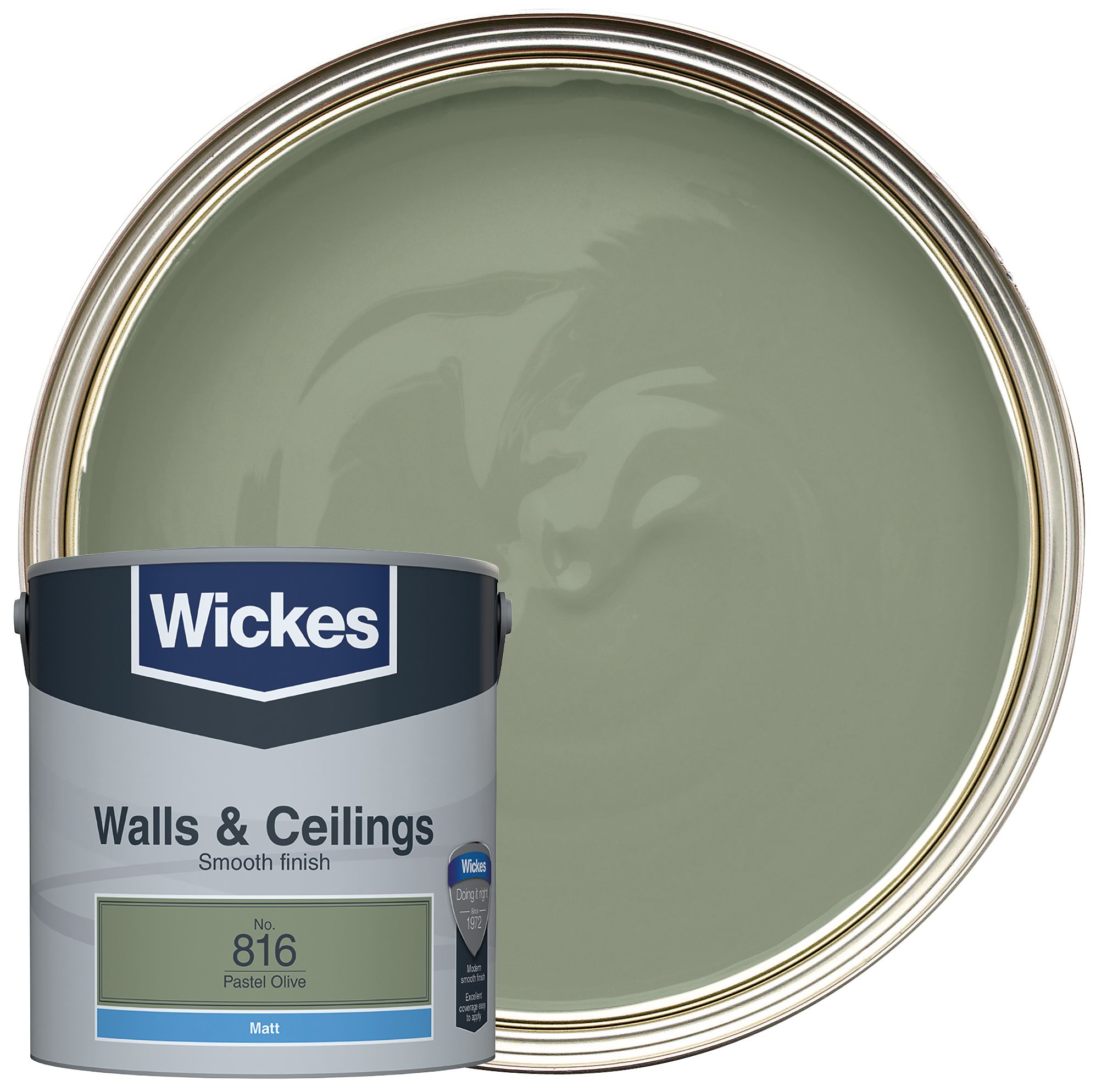 Wickes Vinyl Matt Emulsion Paint - Pastel Olive No.816 - 2.5L