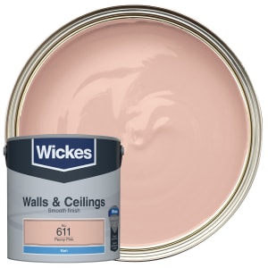 Wickes Vinyl Matt Emulsion Paint - Peony Pink No.611 - 2.5L