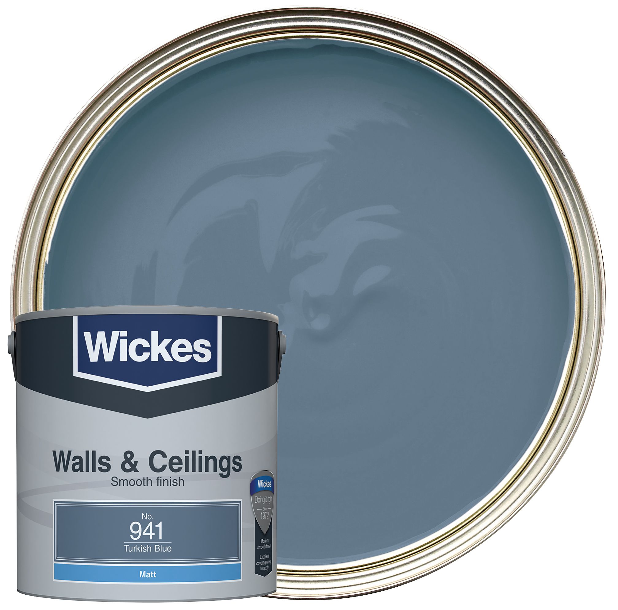 Wickes Vinyl Matt Emulsion Paint - Turkish Blue No.941 - 2.5L