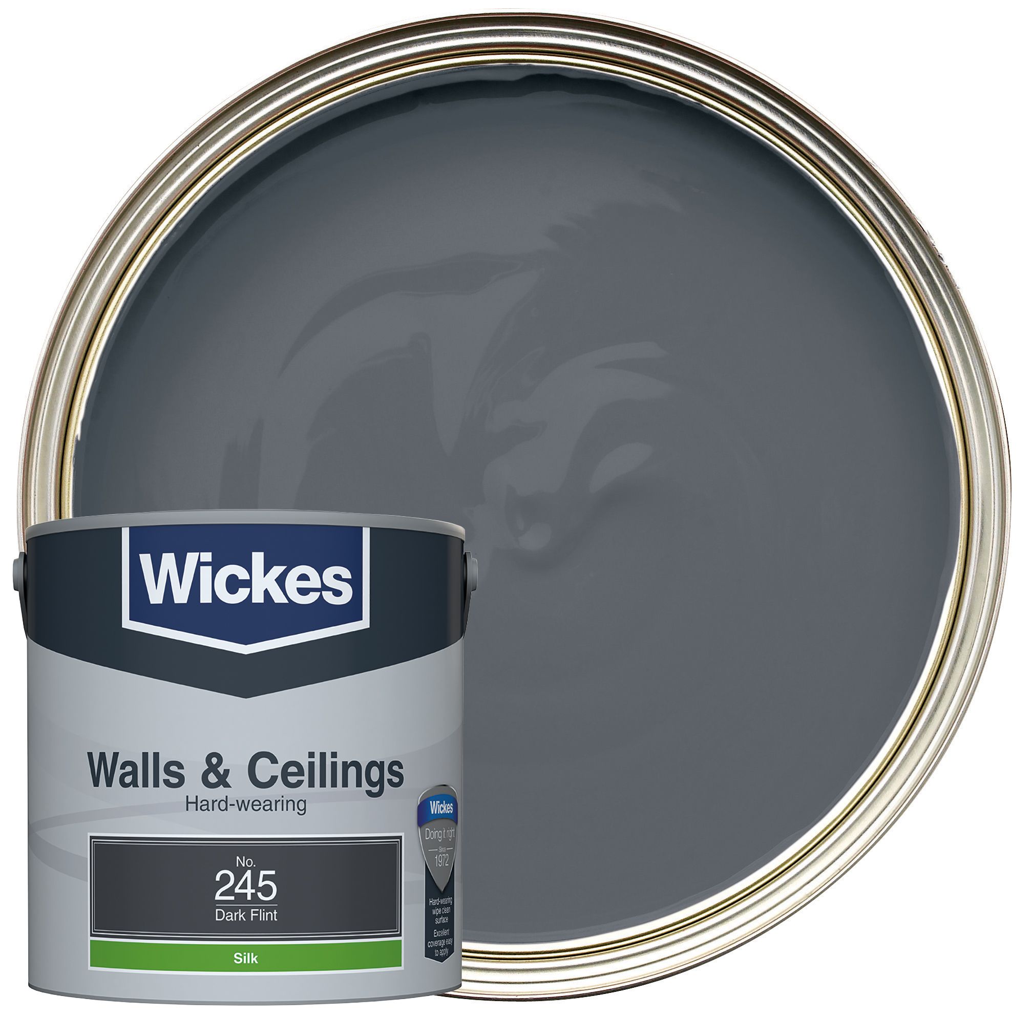 Wickes Vinyl Silk Emulsion Paint - Dark Flint No.245 - 2.5L