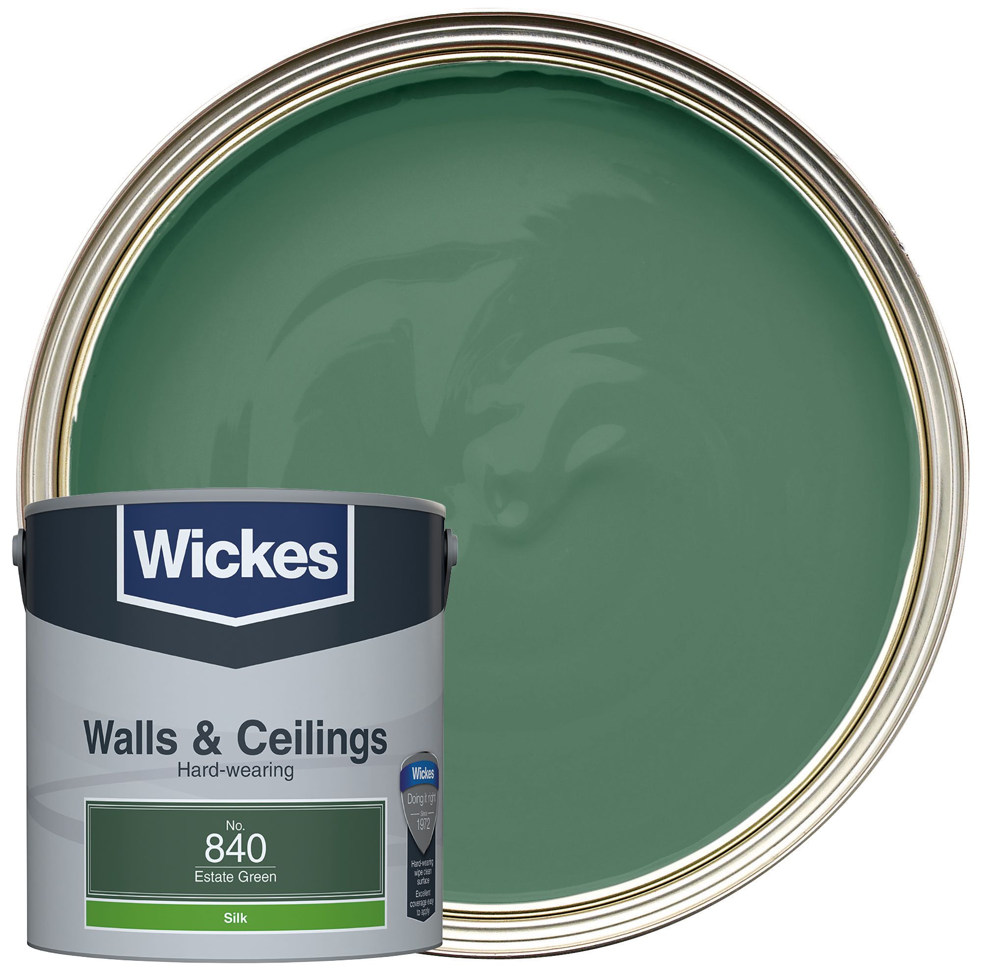 Wickes Vinyl Silk Emulsion Paint - Estate Green No.840 - 2.5L