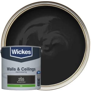 Wickes Vinyl Silk Emulsion Paint - Midnight Black No.255 - 2.5L