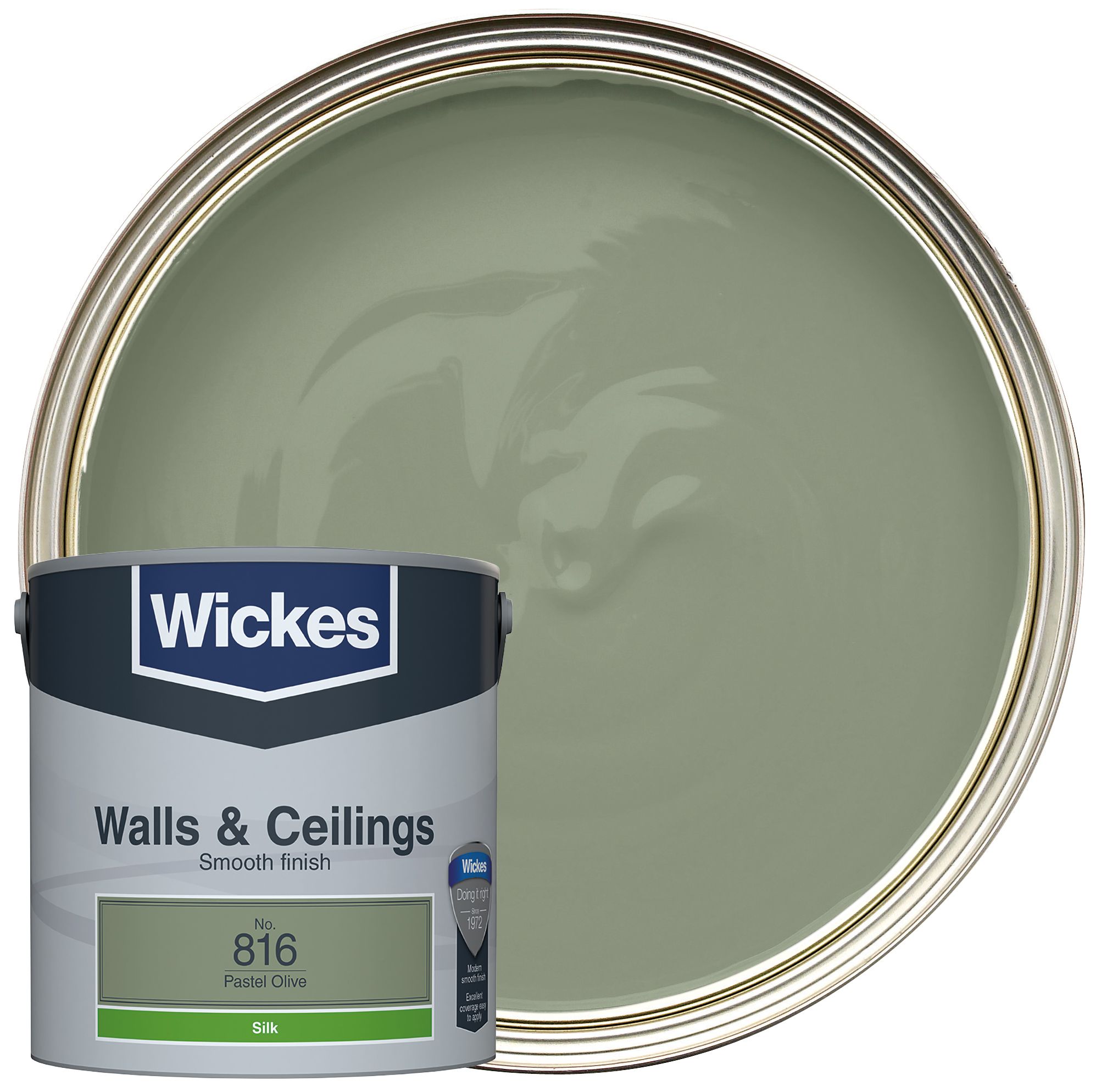 Wickes Vinyl Silk Emulsion Paint - Pastel Olive No.816 - 2.5L