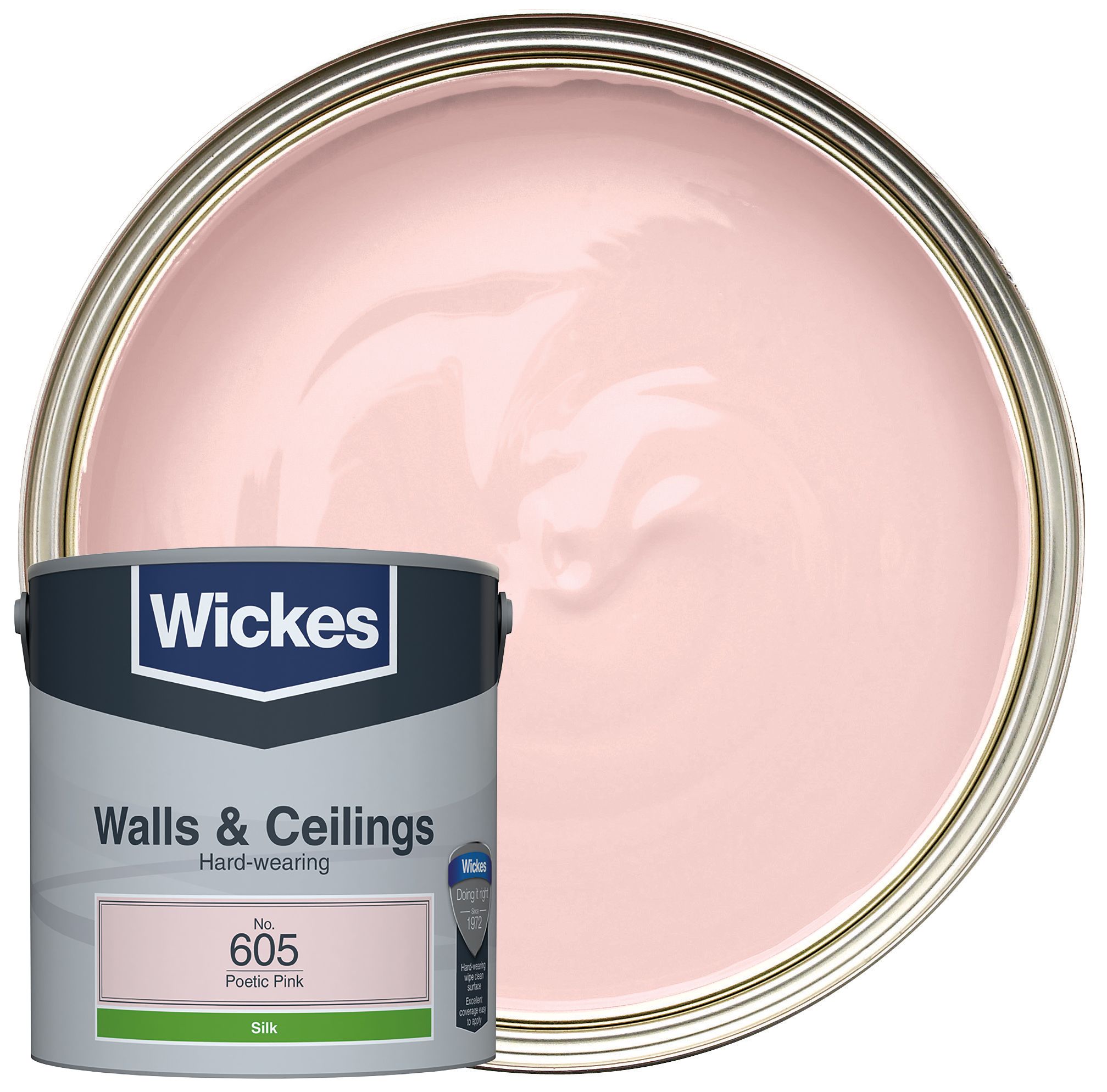 Image of Wickes Vinyl Silk Emulsion Paint - Poetic Pink No.605- 2.5L