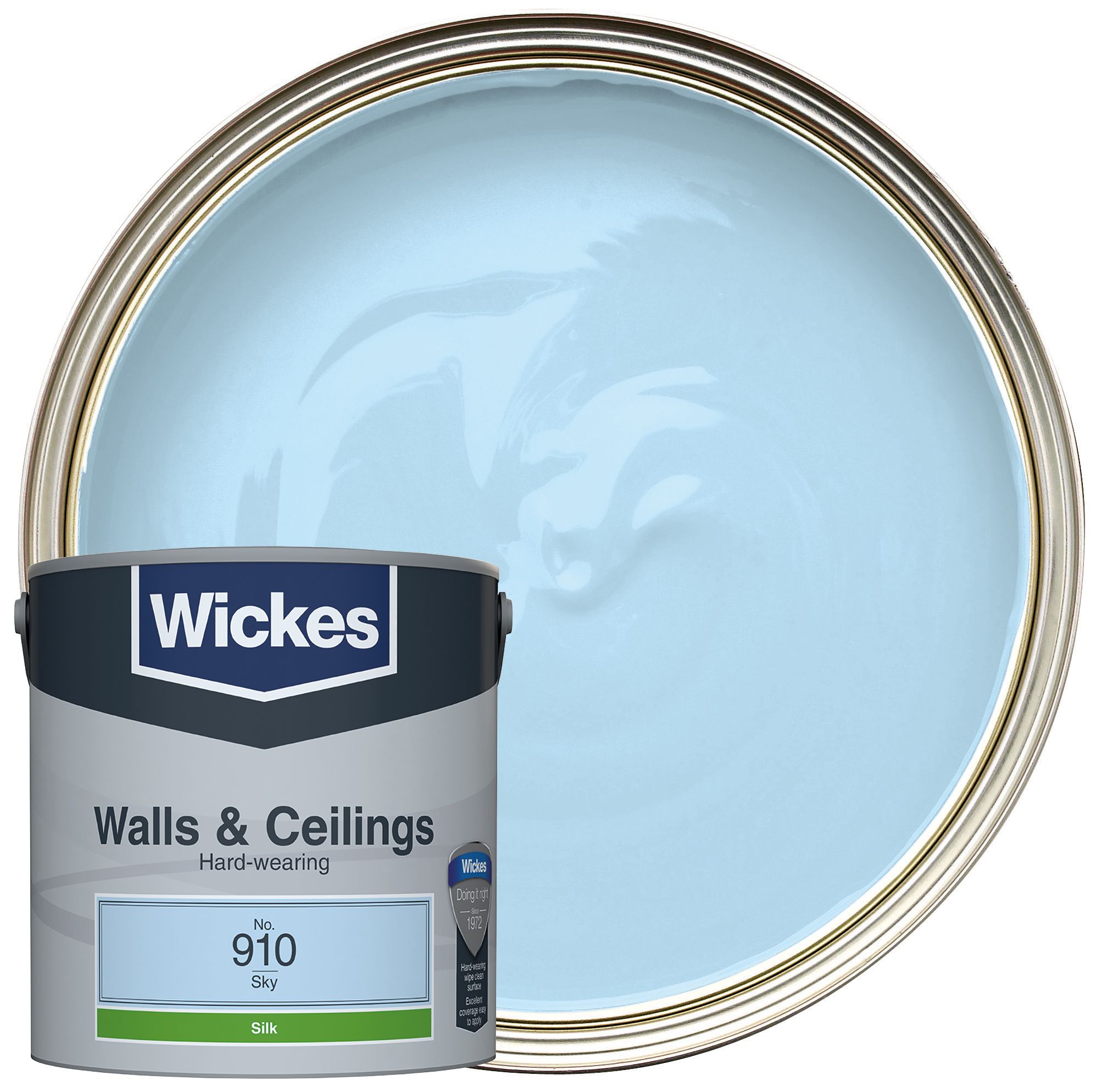 Image of Wickes Vinyl Silk Emulsion Paint - Sky No.910 - 2.5L