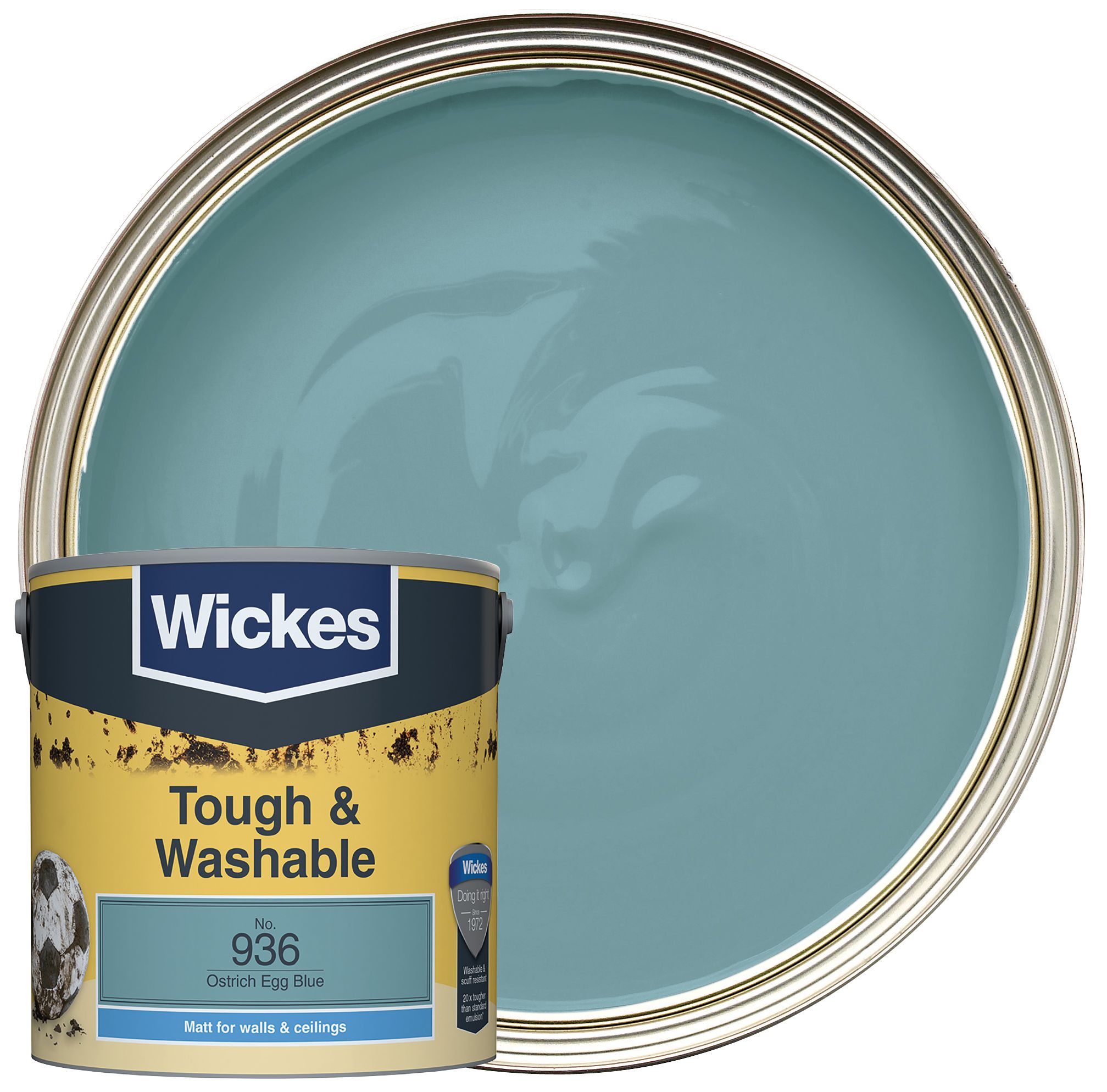 Wickes Tough & Washable Matt Emulsion Paint - Ostrich Egg Blue No.936 - 2.5L