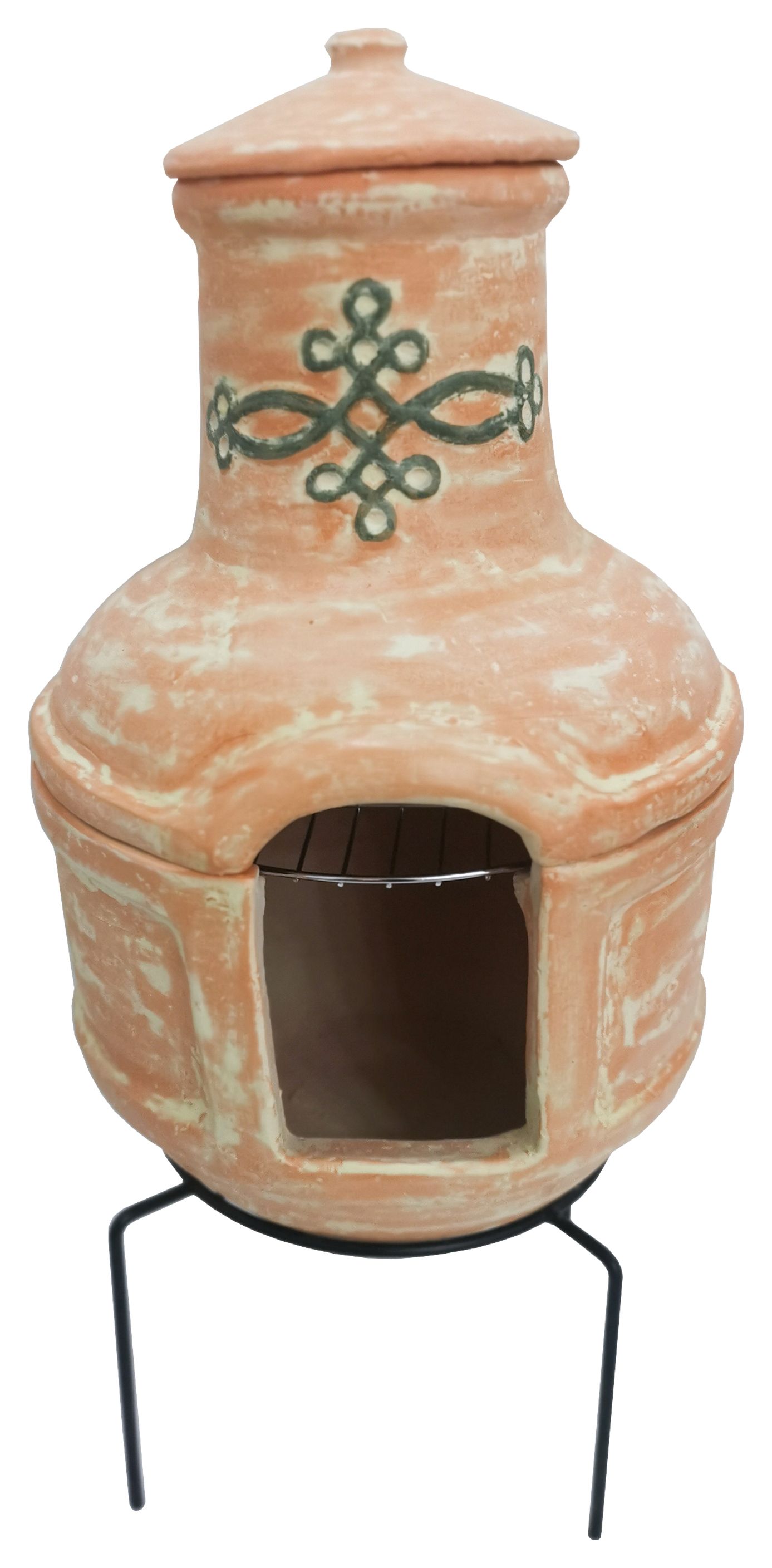 Image of Charles Bentley Terracotta Clay Outdoor Chimenea with Bbq Grill - Small