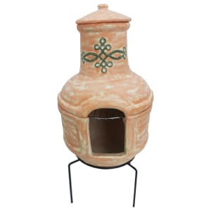 Image of Charles Bentley Terracotta Clay Outdoor Chimenea with Bbq Grill - Small