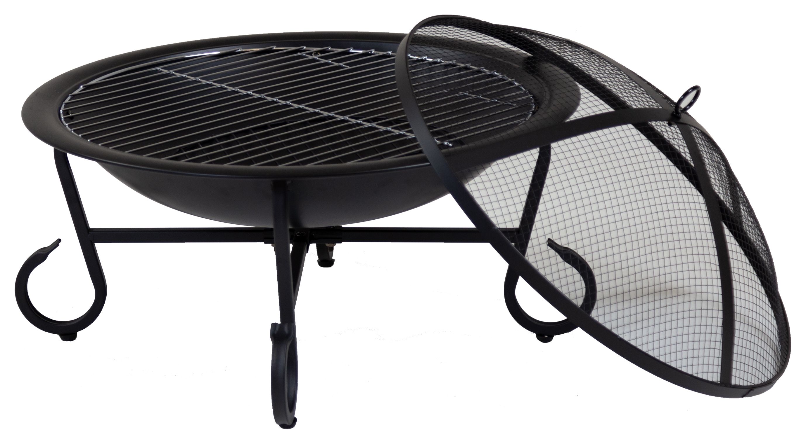 Image of Charles Bentley 56cm Round Open Bowl Outdoor Fire Pit - Black