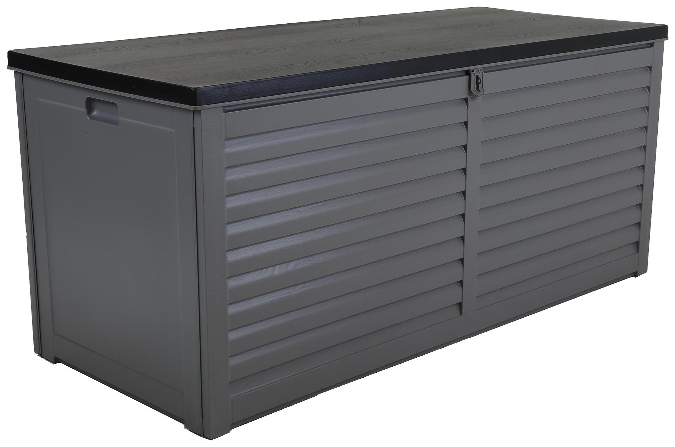 Charles Bentley 490L Large Outdoor Plastic Storage Box - Grey & Black