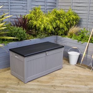 Charles Bentley 270L Outdoor Plastic Storage Box - Grey & Black