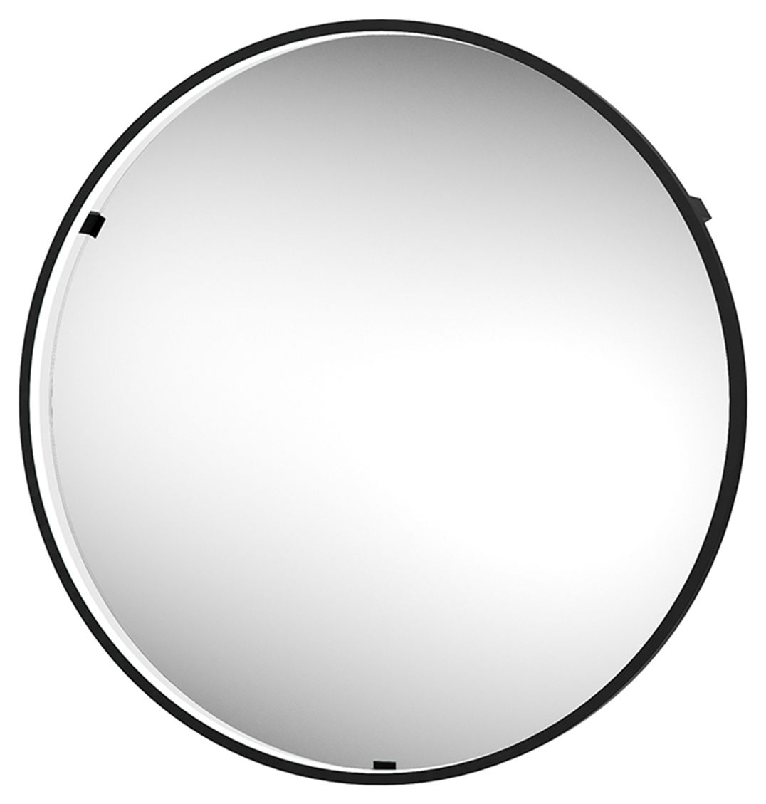 Kuto Circular Floating Edge Matt Black Round LED Mirror - 600mm