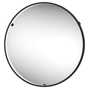 Sensio Kuto Circular Floating Edge Matt Black Round LED Mirror - 600mm