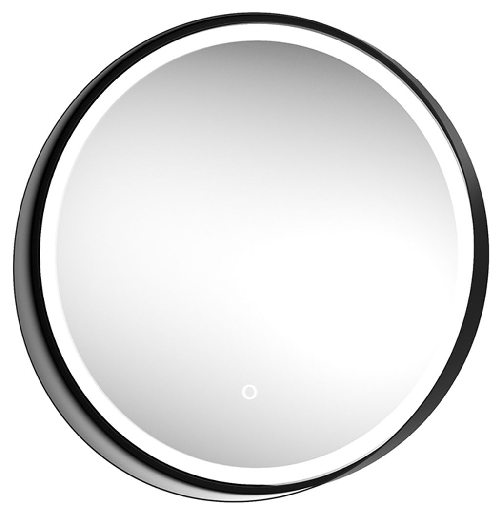 Image of Byron Colour Changing Matt Black Round LED Mirror - 600mm