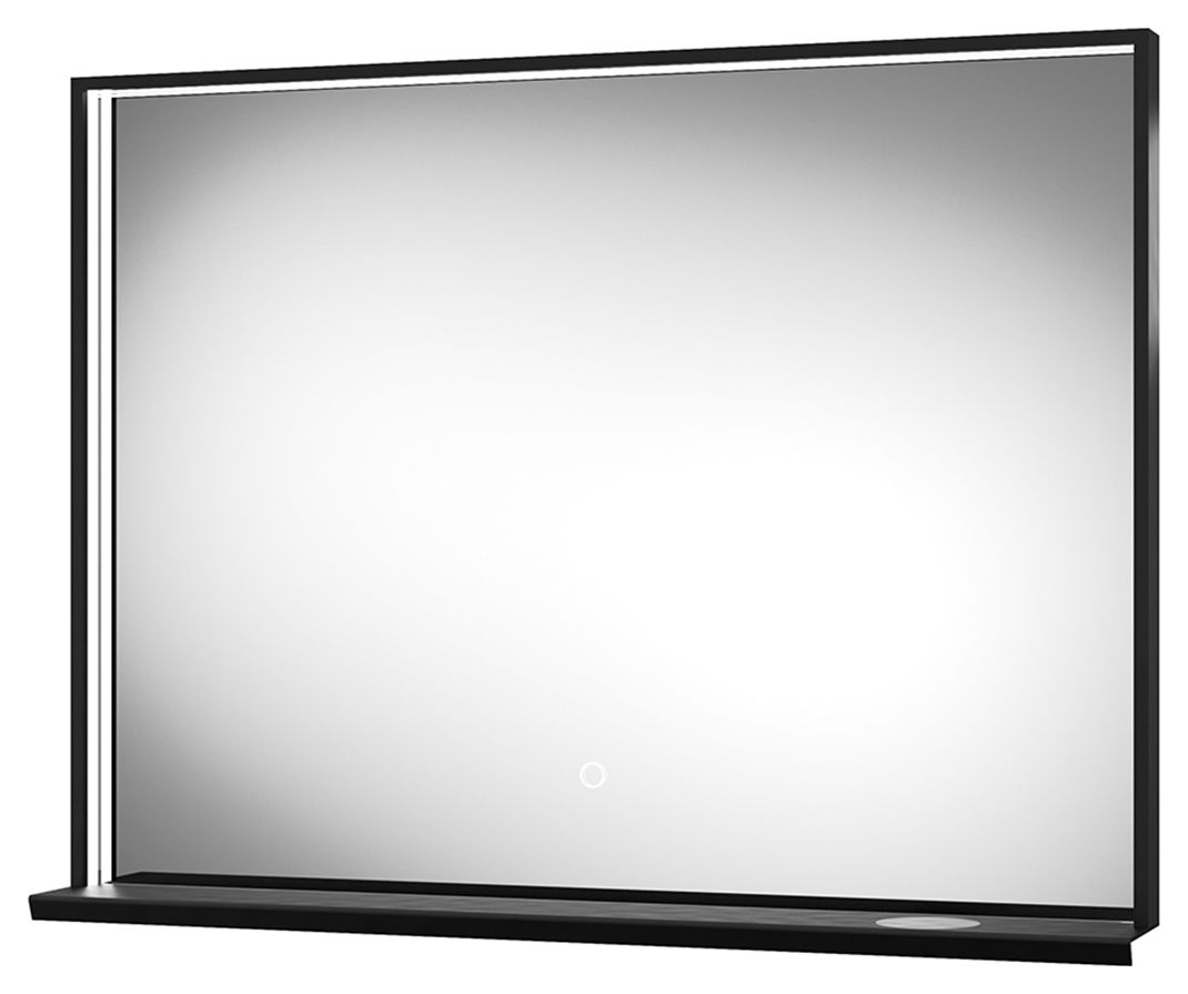 Image of Hobart Colour Changing Matt Black LED Mirror with QI Charger - 800 x 600mm