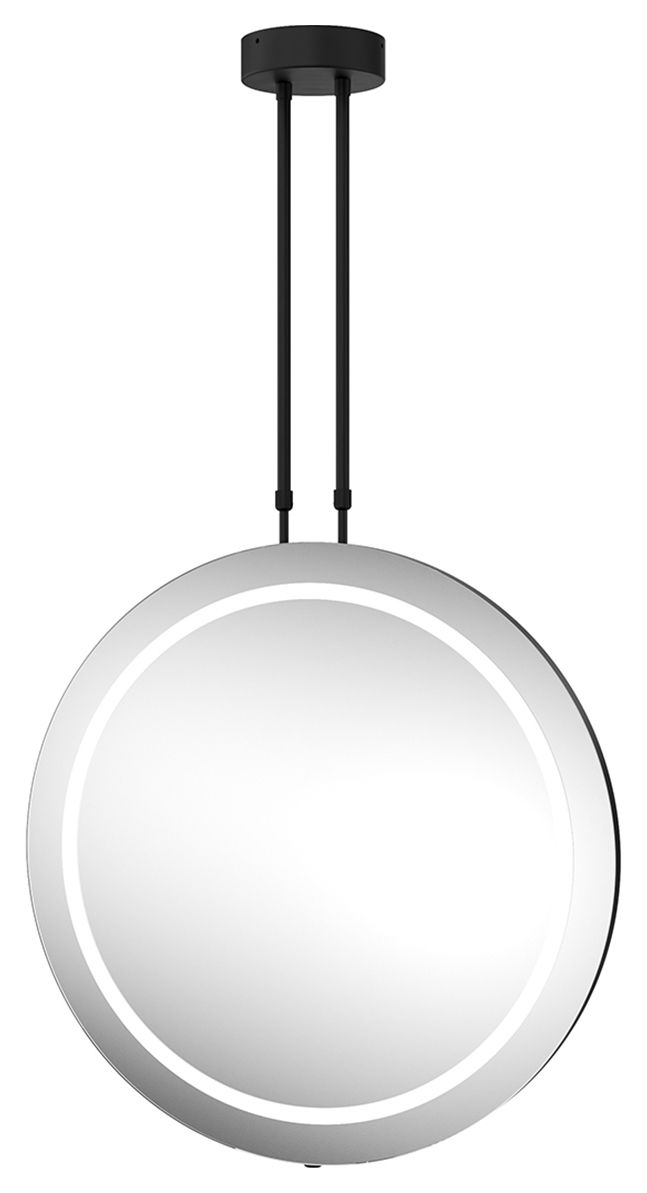 Image of Auckland Dual Sided Colour Changing Matt Black Round LED Hanging Mirror - 600mm