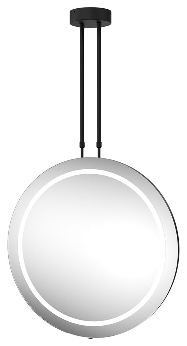 Auckland Dual Sided Colour Changing Matt Black Round LED Hanging Mirror - 600mm