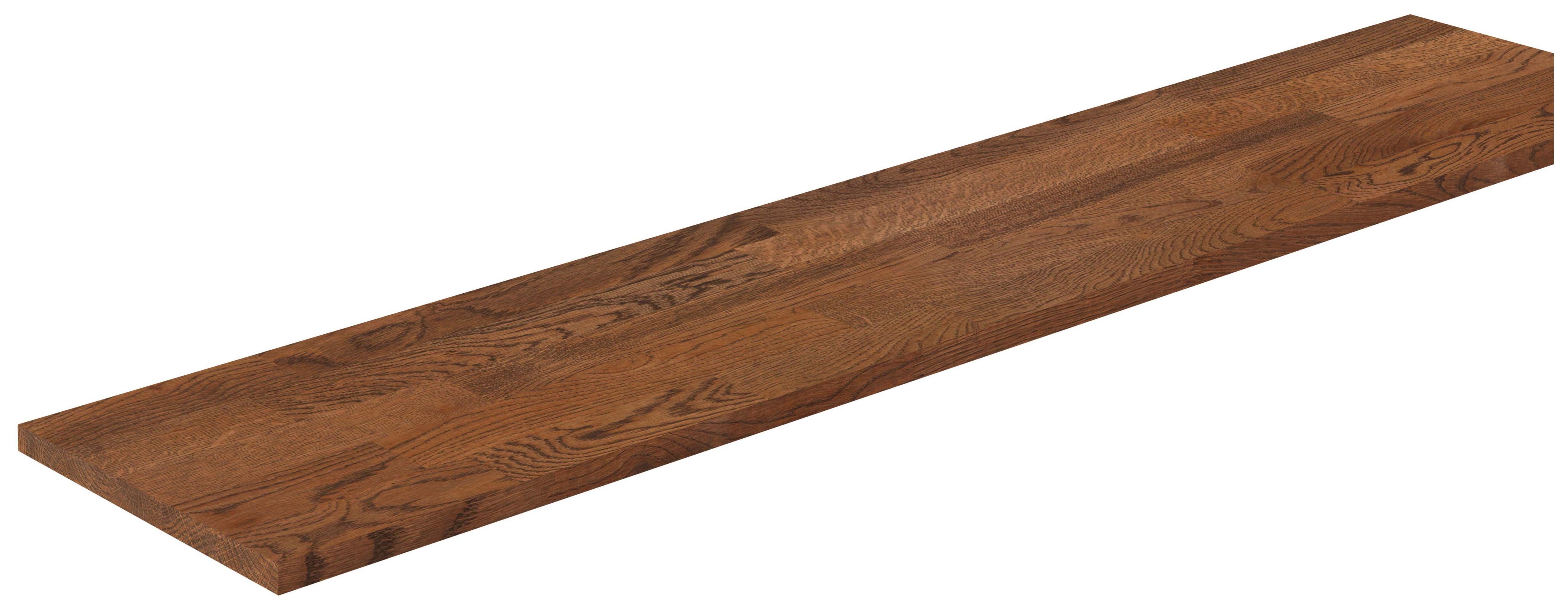 Image of Wickes Smoked Brown Oil Rustic Oak Shelf - 22 x 230 x 1200mm