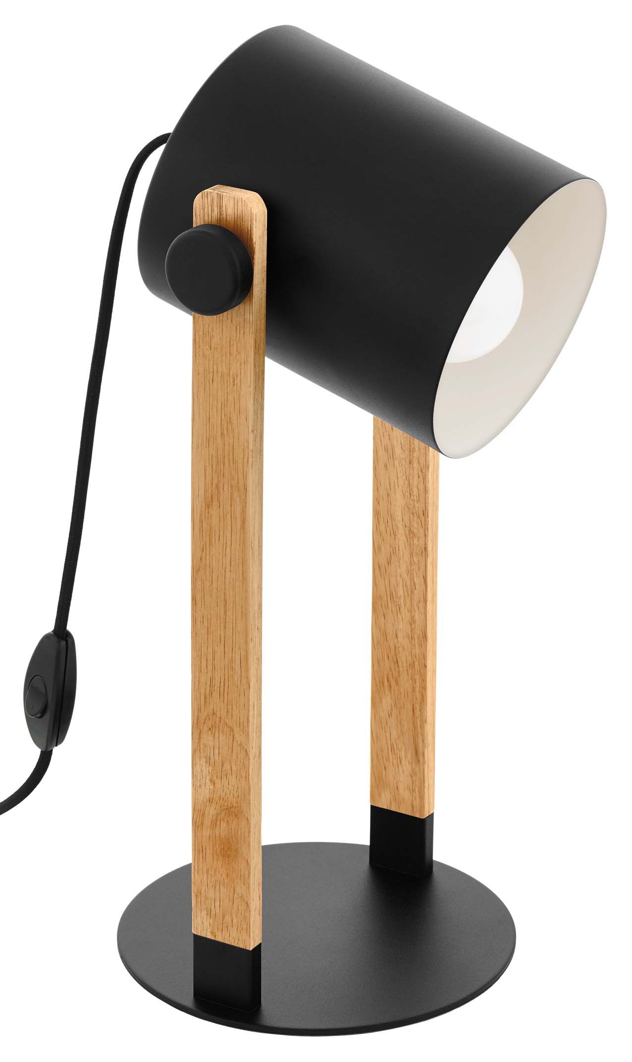 Image of Eglo Hornwood Table Lamp - Black & Wood