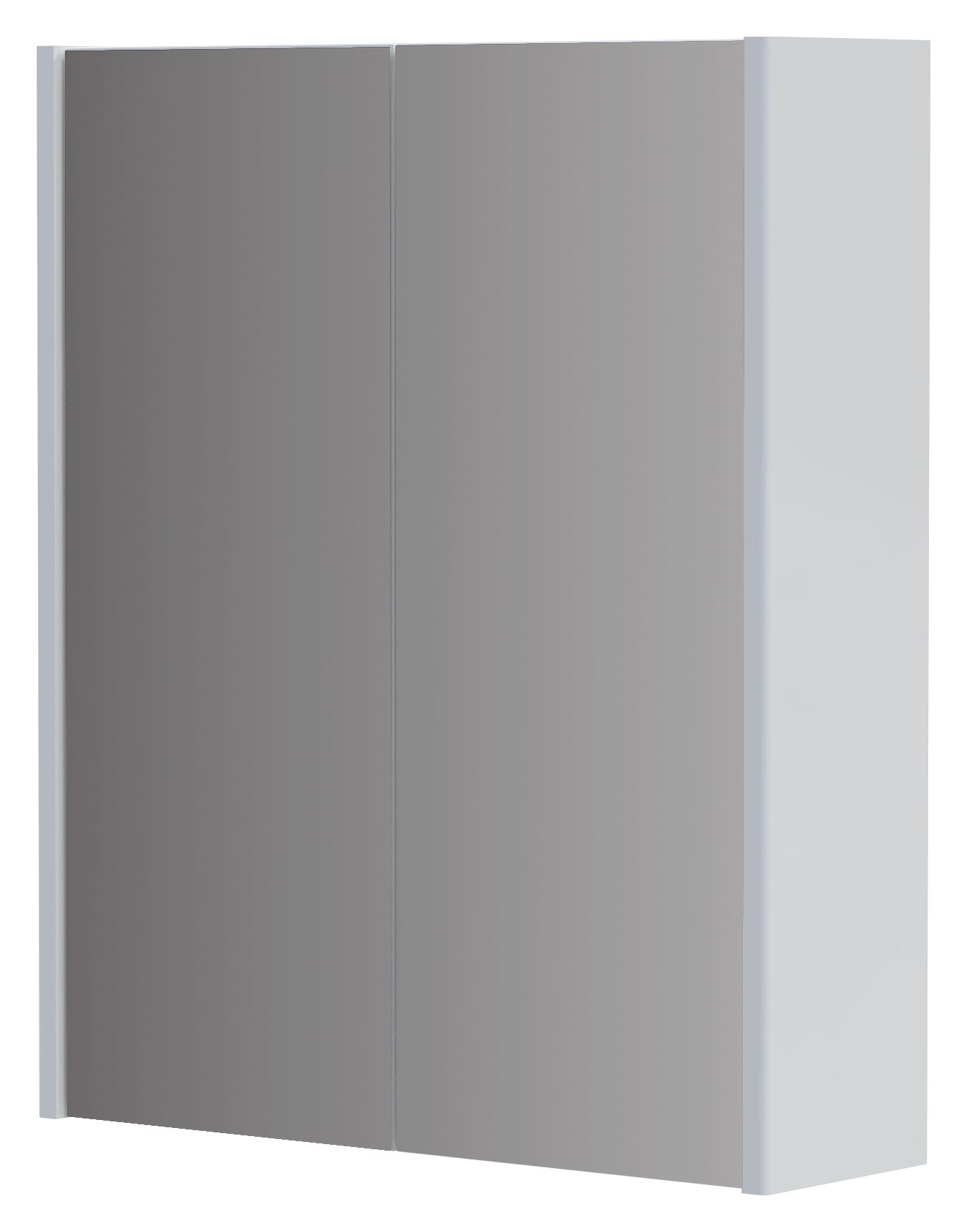 Image of Wickes Semi-Frameless White Double Mirror Bathroom Cabinet - 600 x 500mm