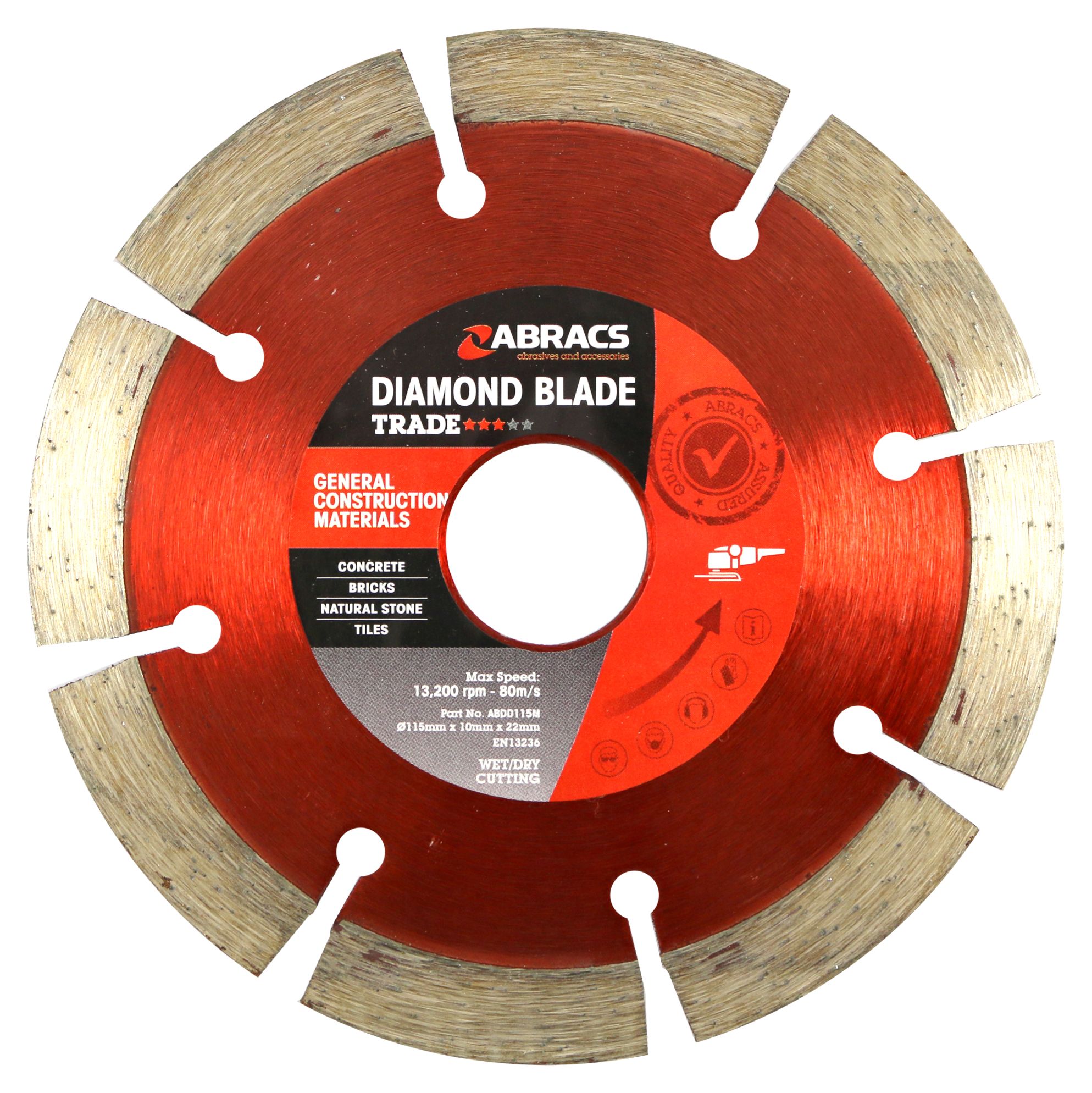 Abracs GP ABDD115M Diamond Segmented Blade - 115 x 10 x 22mm