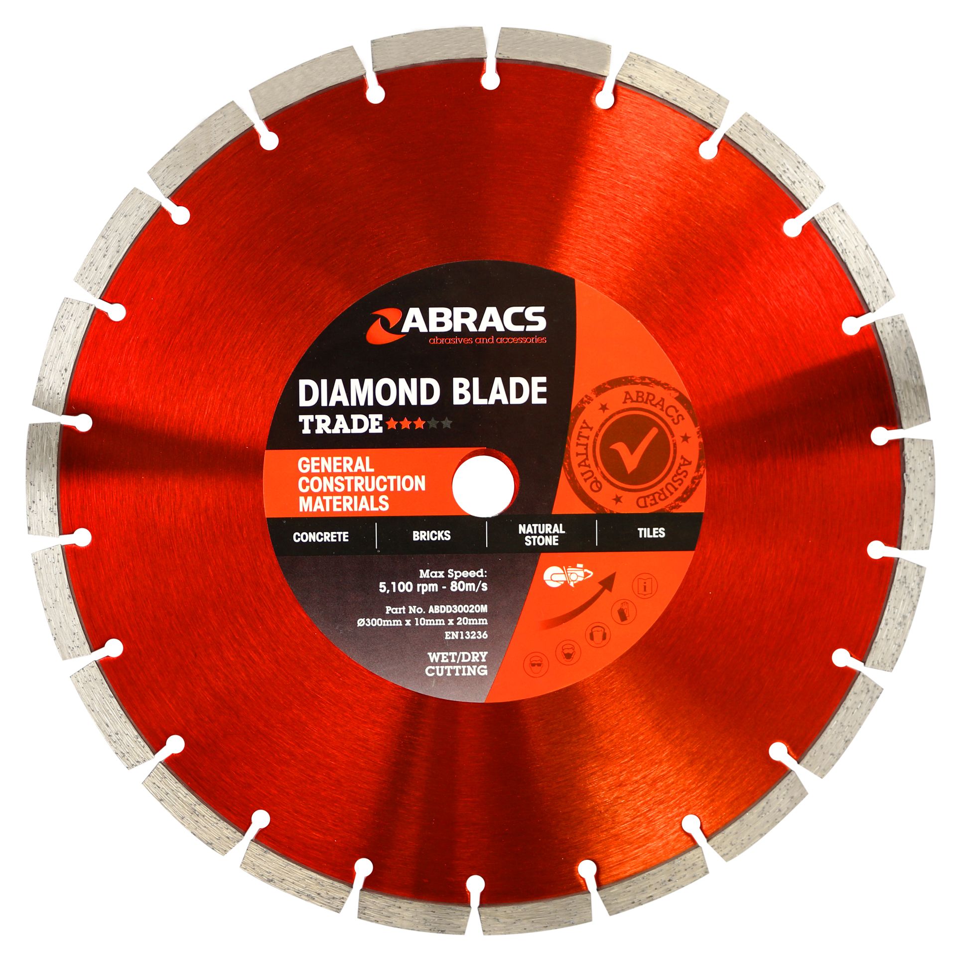 Image of Abracs GP ABDD30020M Diamond Segmented Petrol Saw Blade - 300 x 10 x 20mm