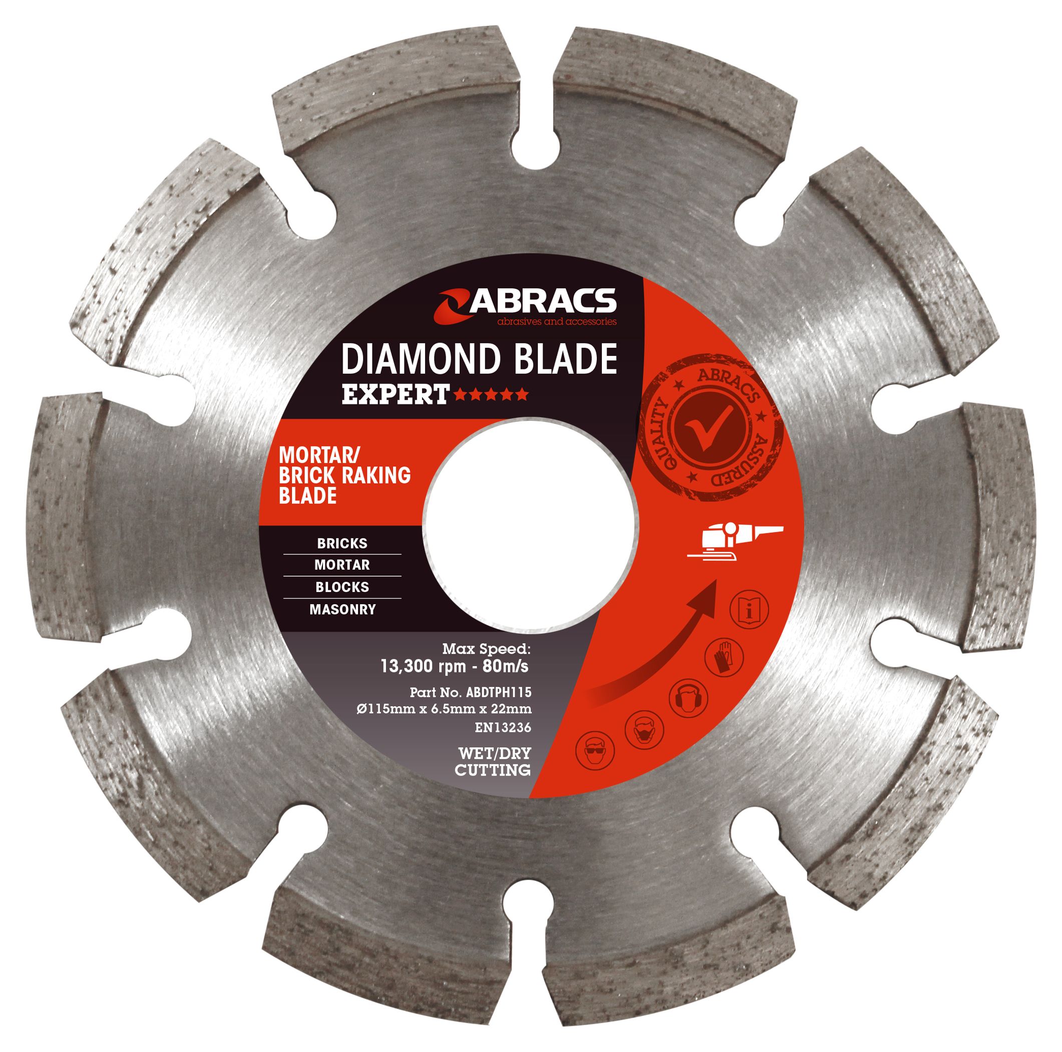 Image of Abracs ABDBTPH115 Mortar & Brick Raking Diamond Blade - 115 x 7 x 22mm