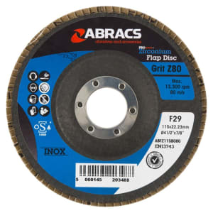 Abracs ABFZ115B080 Zirconium Flap Discs Medium 80 Grit - 115 x 22.23mm