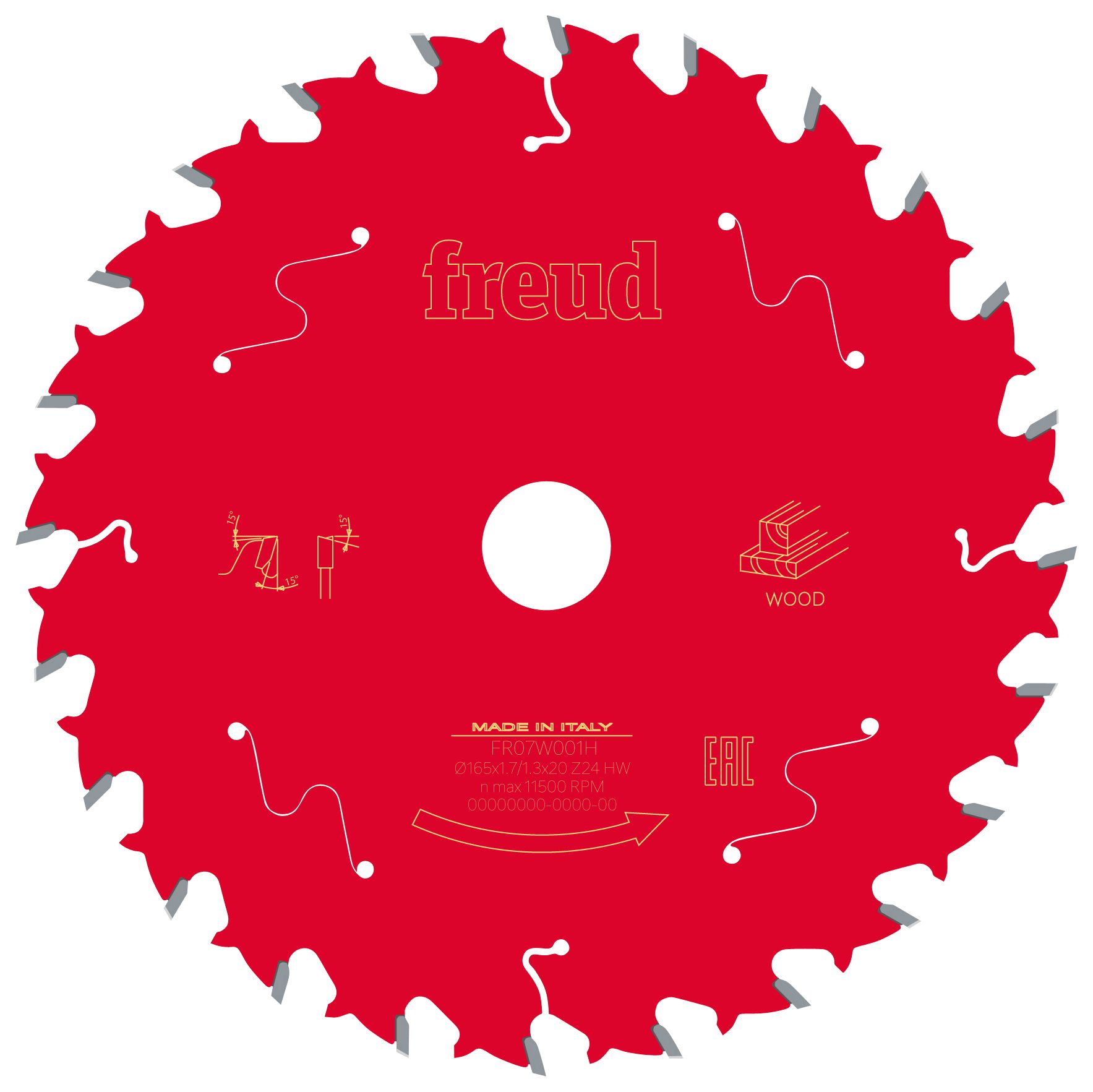 Image of Freud F03FS09686 24 Teeth Wood Circular Saw Blade - 165 x 20mm