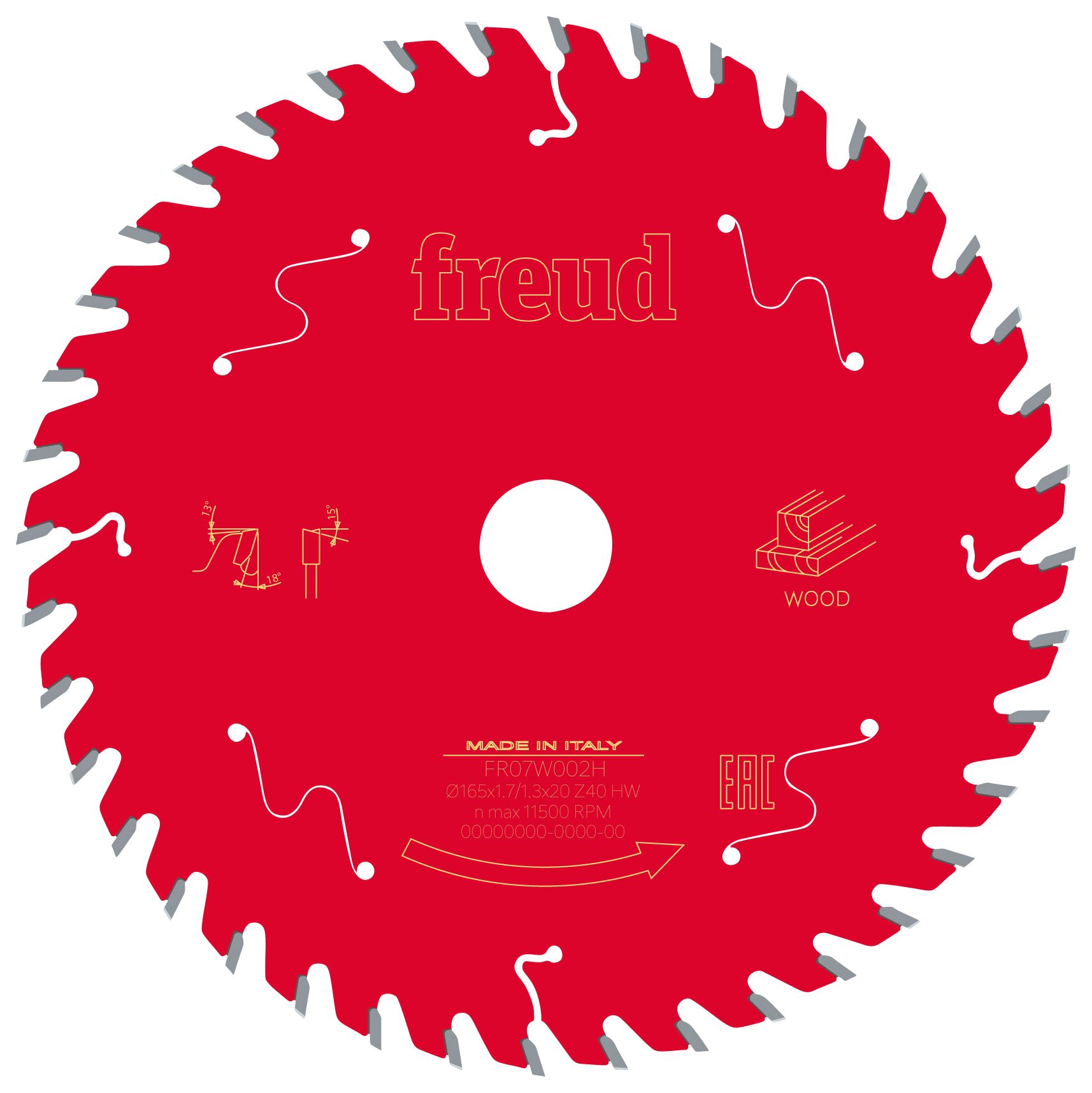 Image of Freud F03FS09687 40 Teeth Wood Circular Saw Blade -165 x 20mm