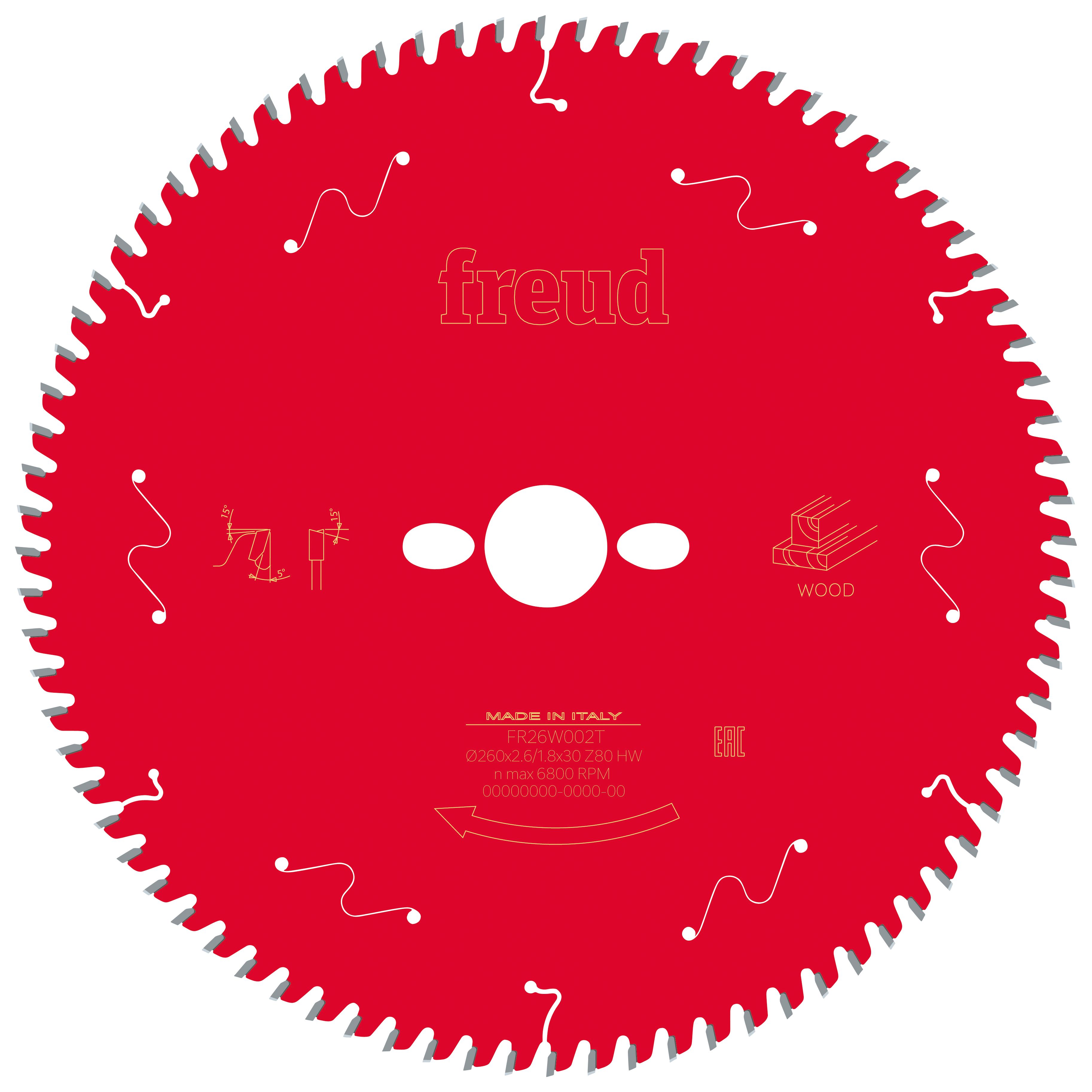 Freud F03FS09783 80 Teeth Table Saw Blade - 260 x 30mm