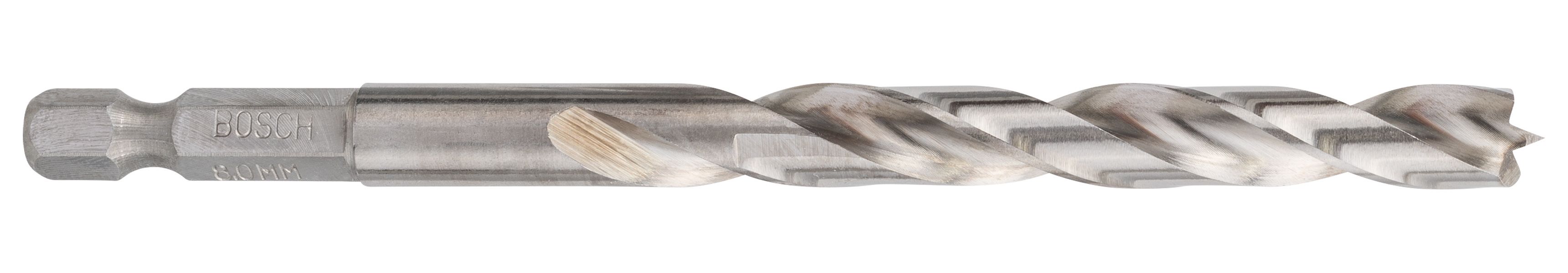 Image of Bosch 2608595523 Hex Shank HSS Brad Point Wood Drill Bit - 8 x 117mm