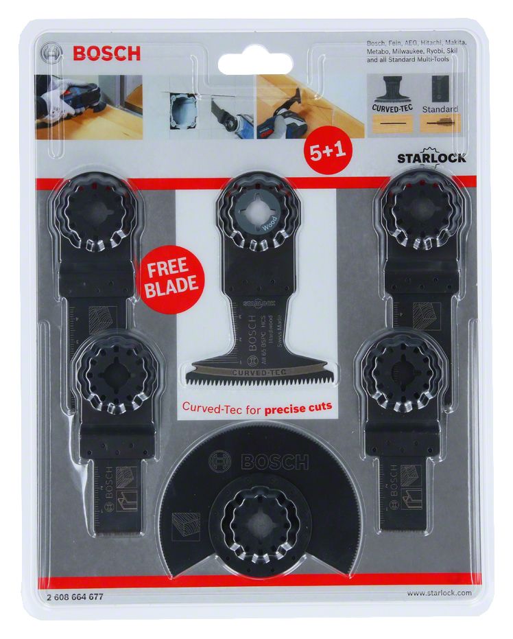 Image of Bosch 2608664677 Starlock 6 Piece Multi-Tool Accessories Set