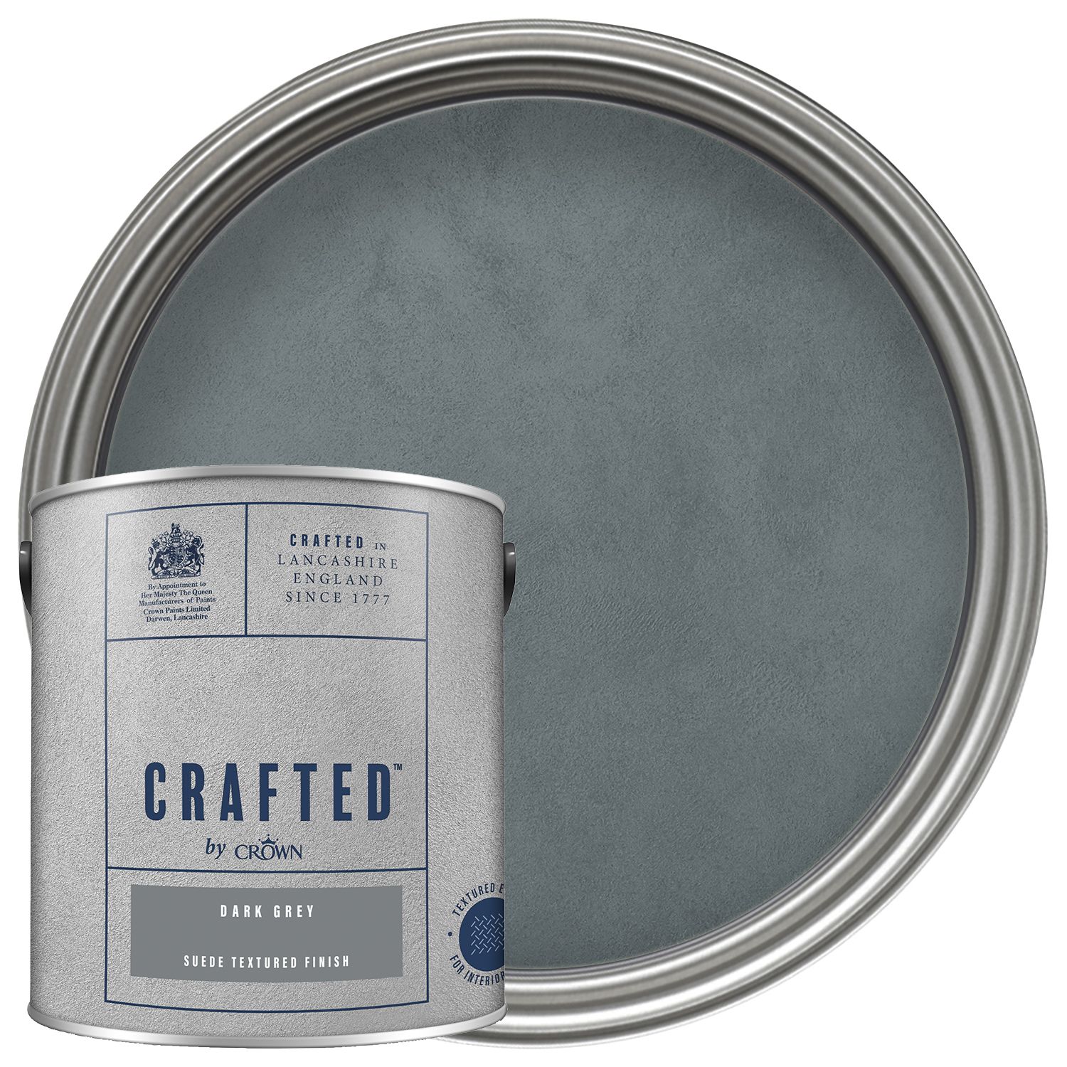 Image of CRAFTED™ by Crown Emulsion Interior Paint - Textured Dark Grey™ - 2.5L