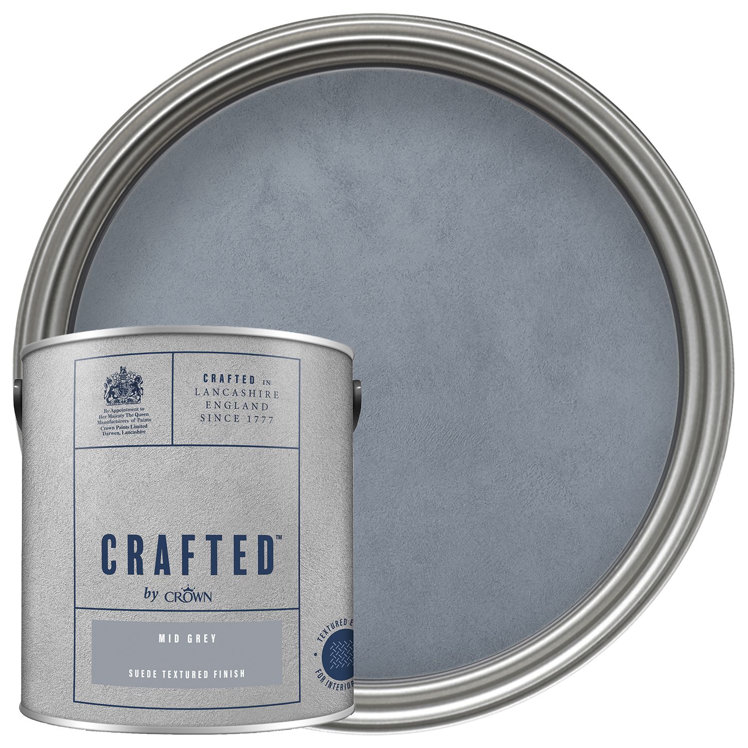 Image of CRAFTED™ by Crown Emulsion Interior Paint - Textured Mid Grey™ - 2.5L
