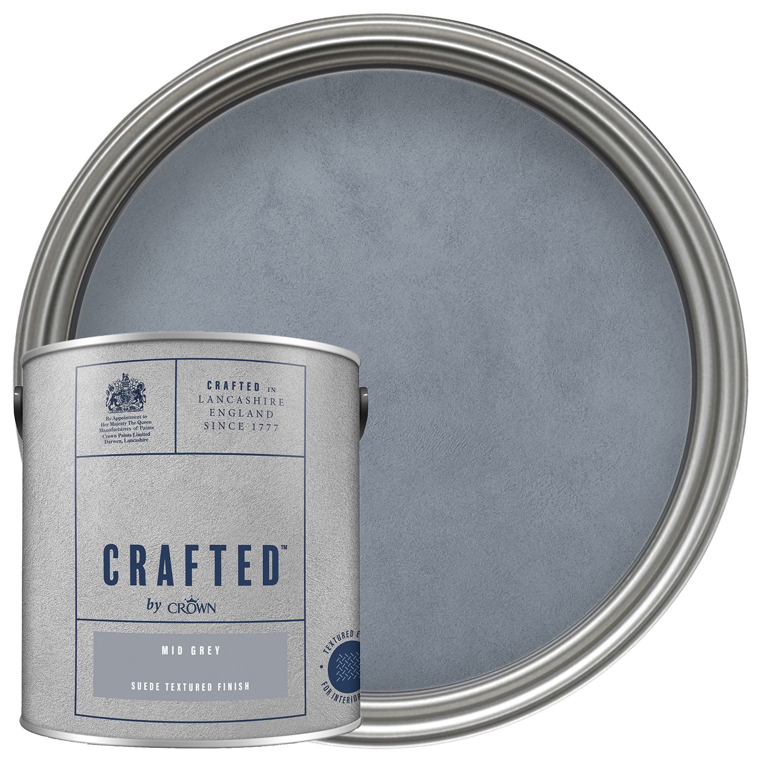 CRAFTED by Crown Emulsion Interior Paint - Textured Mid Grey - 2.5L