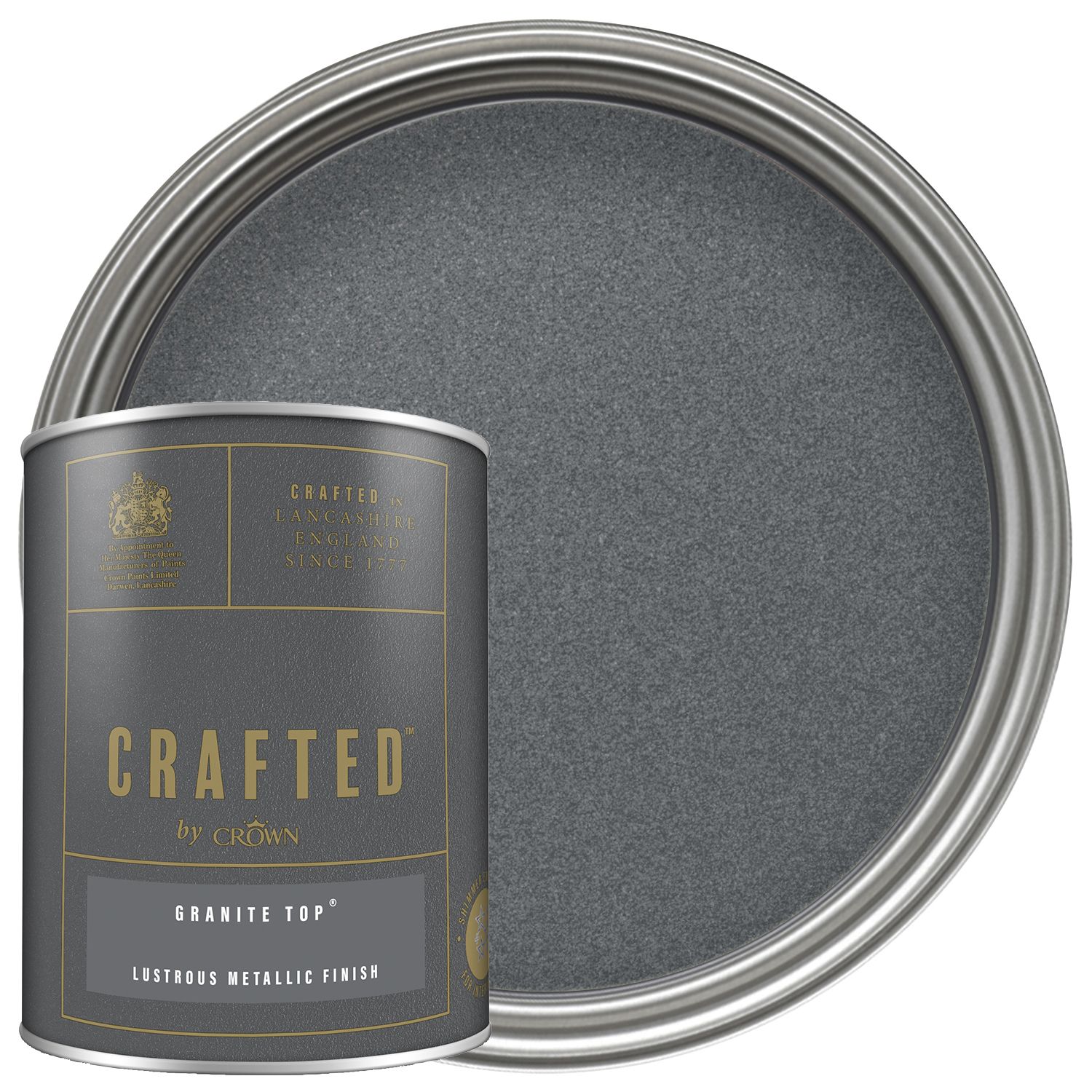 Image of CRAFTED™ by Crown Emulsion Interior Paint - Metallic Granite Top - 1.25L