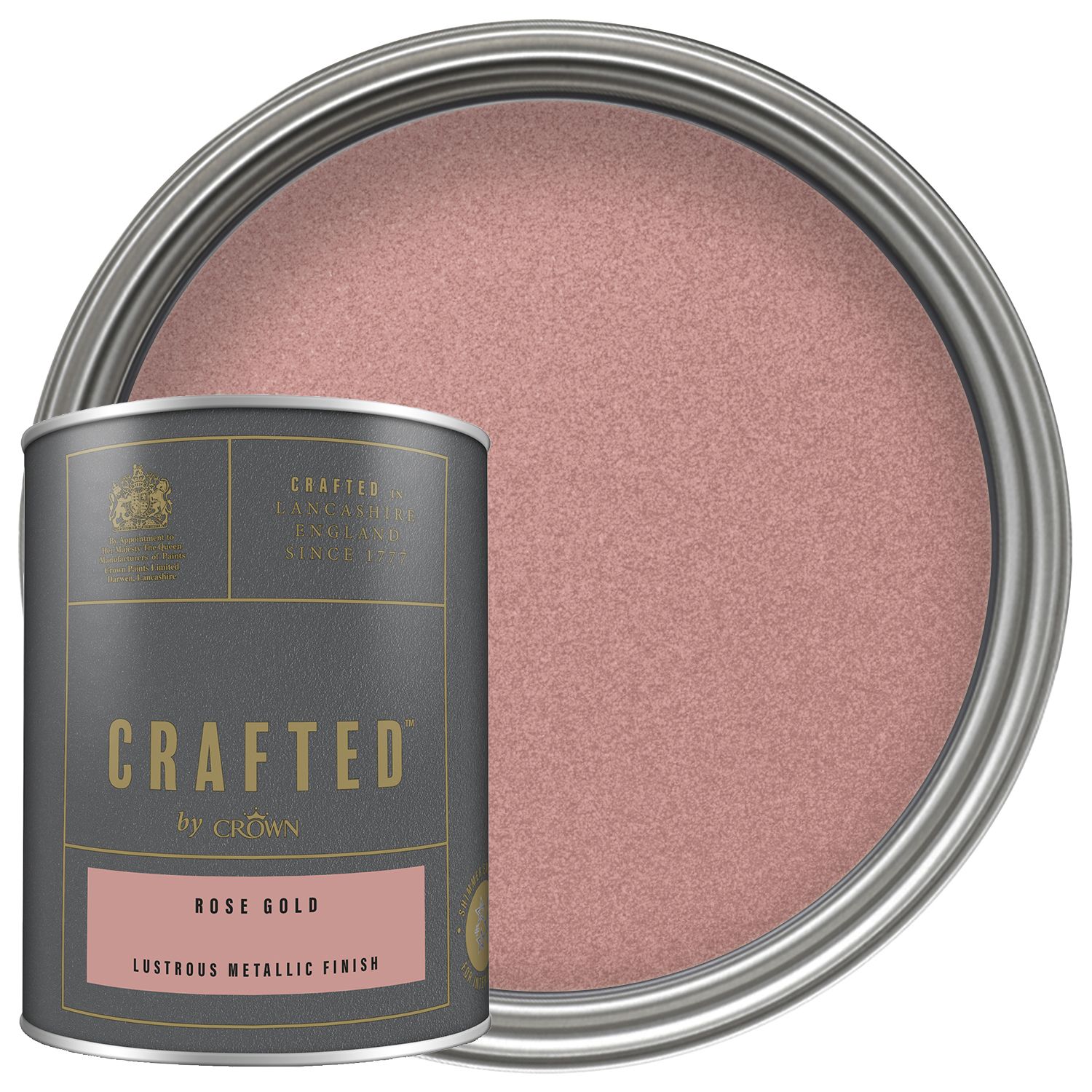 Image of CRAFTED™ by Crown Emulsion Interior Paint - Metallic Rose Gold - 1.25L