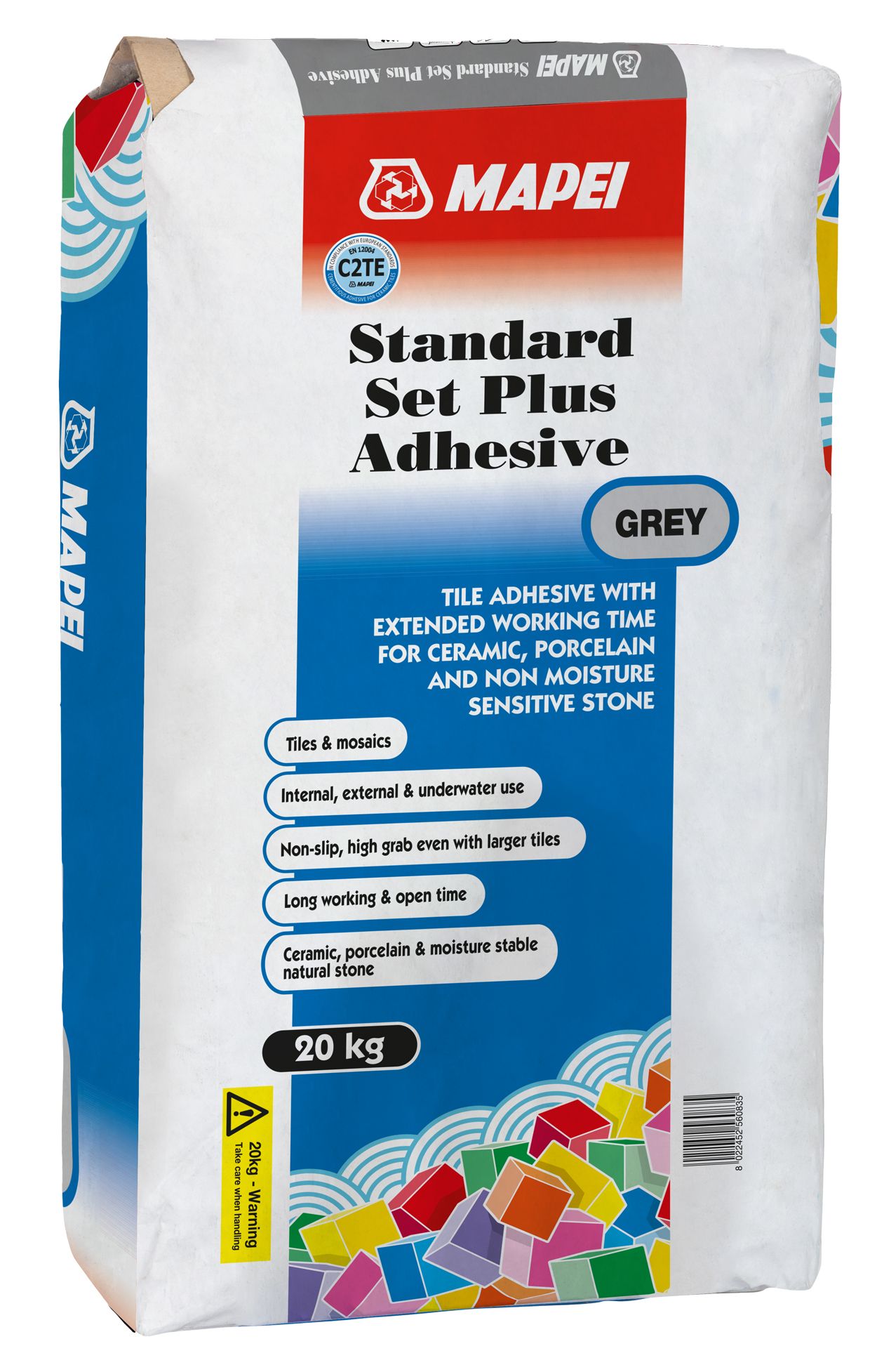 Image of Mapei Standard Set Plus Ceramic & Porcelain Tile Adhesive Grey 20kg