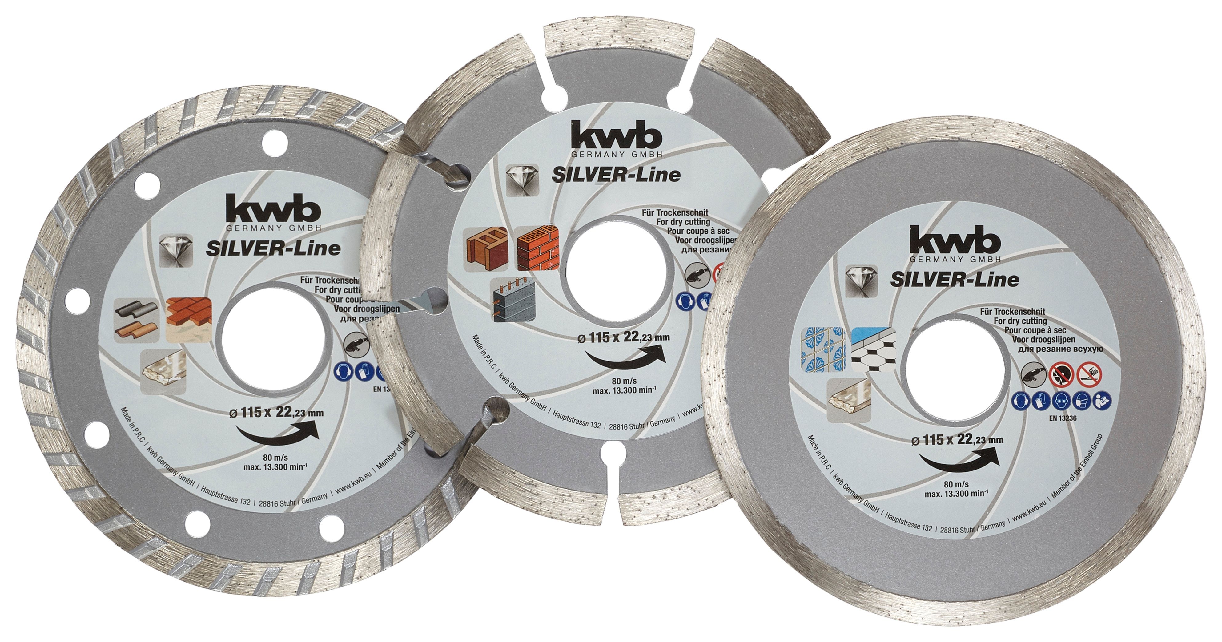 Einhell kwb Diamond Cutting Discs - 115mm Pack of 3
