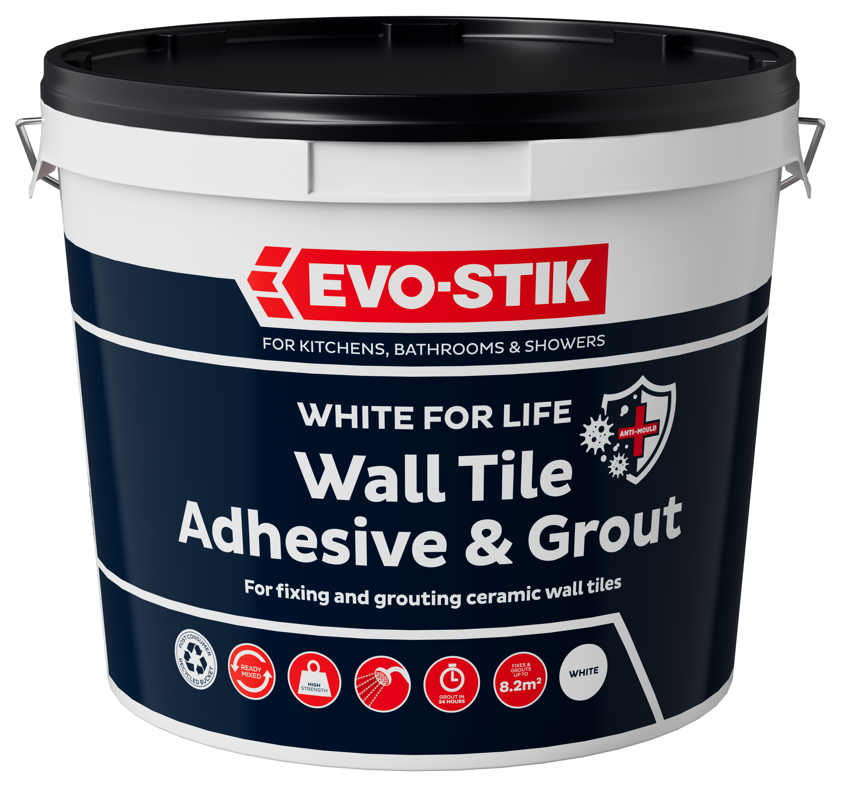 Evo-Stik White for Life Waterproof Ceramic Wall Tile Adhesive & Grout 10L