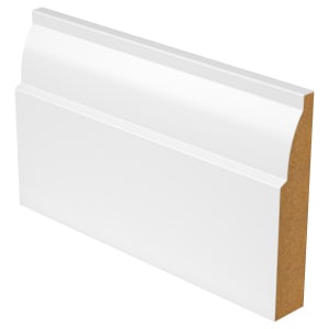 Ovolo Fully Finished Satin White Skirting - 18mm x 144mm x 4.2m