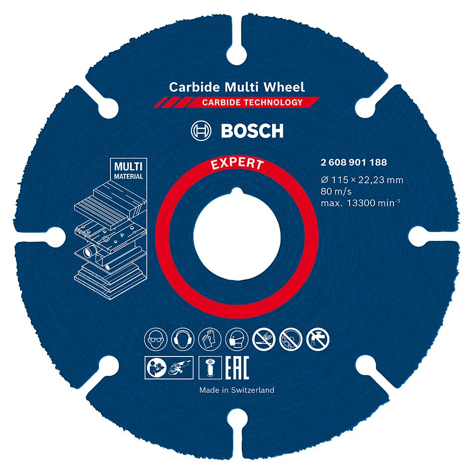 Image of Bosch 2608901188 Expert Carbide Multi Material Cutting Disc - 115 x 1 x 22.23mm