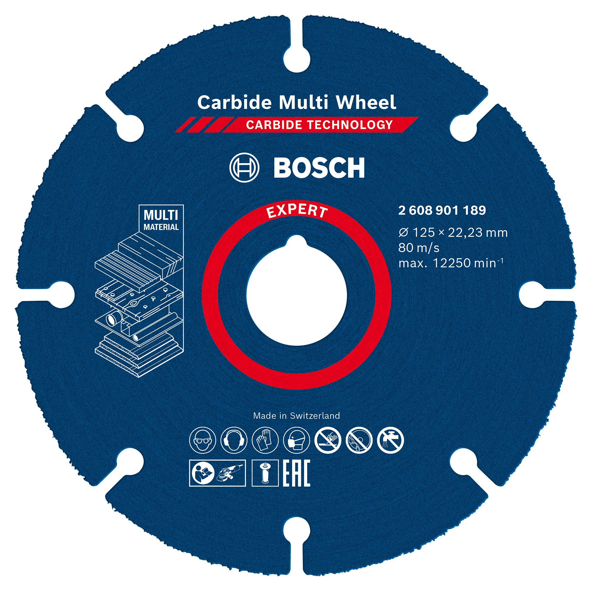 Image of Bosch 2608901189 Expert Carbide Multi Material Cutting Disc - 125 x 1 x 22.23mm
