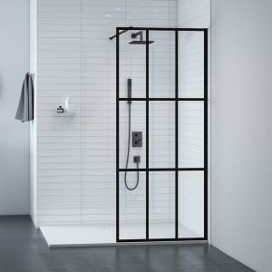 Nexa By Merlyn 8mm Black 9 Panel Frameless Wet Room Shower Screen Only - Various Sizes Available.