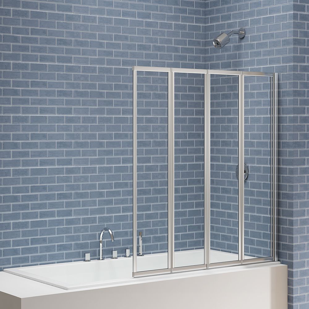 Image of Nexa By Merlyn 4mm Chrome 4 Panel Folding Bath Screen - 1400 x 850mm