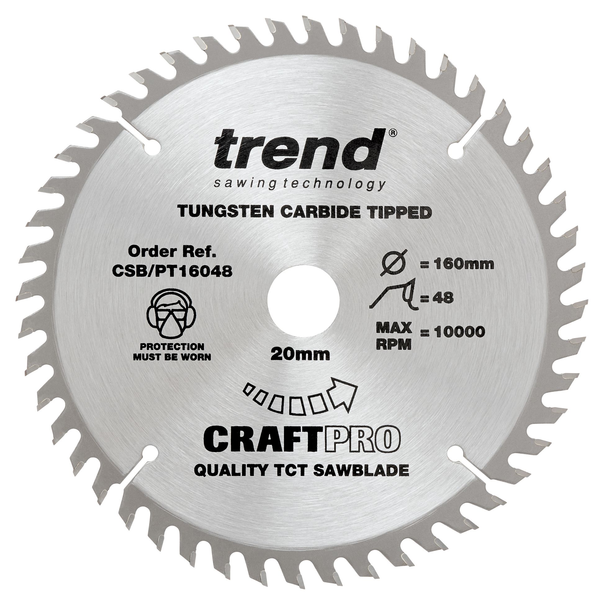 Image of Trend CSB/16048 48 Teeth Fine Cut Craft Plunge or Circular Saw Blade - 160 x 20mm